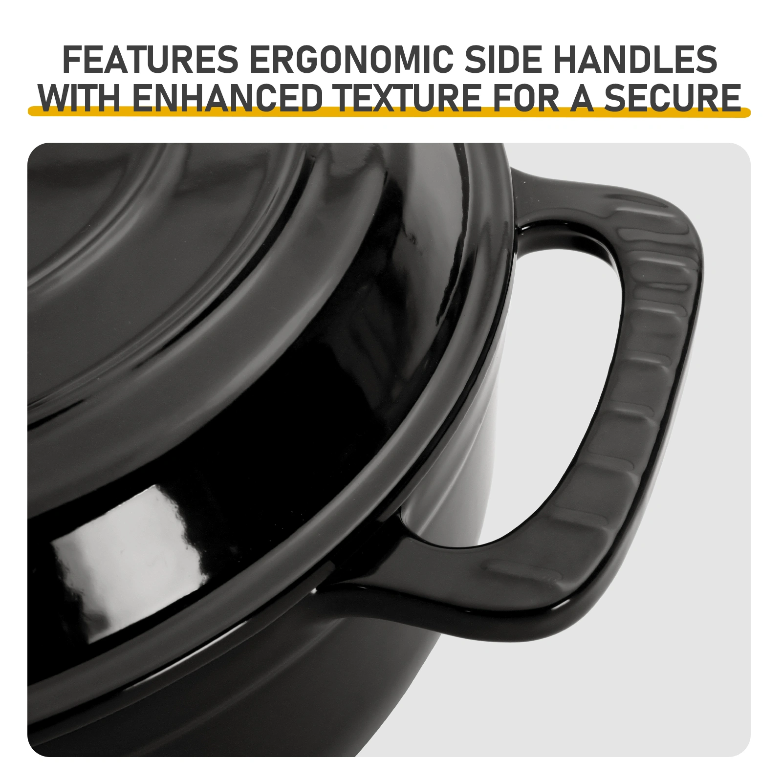 Cast iron 6QT cooking pot - Gradient Black Color - Includes two silicone gloves - Enamel pot view 4
