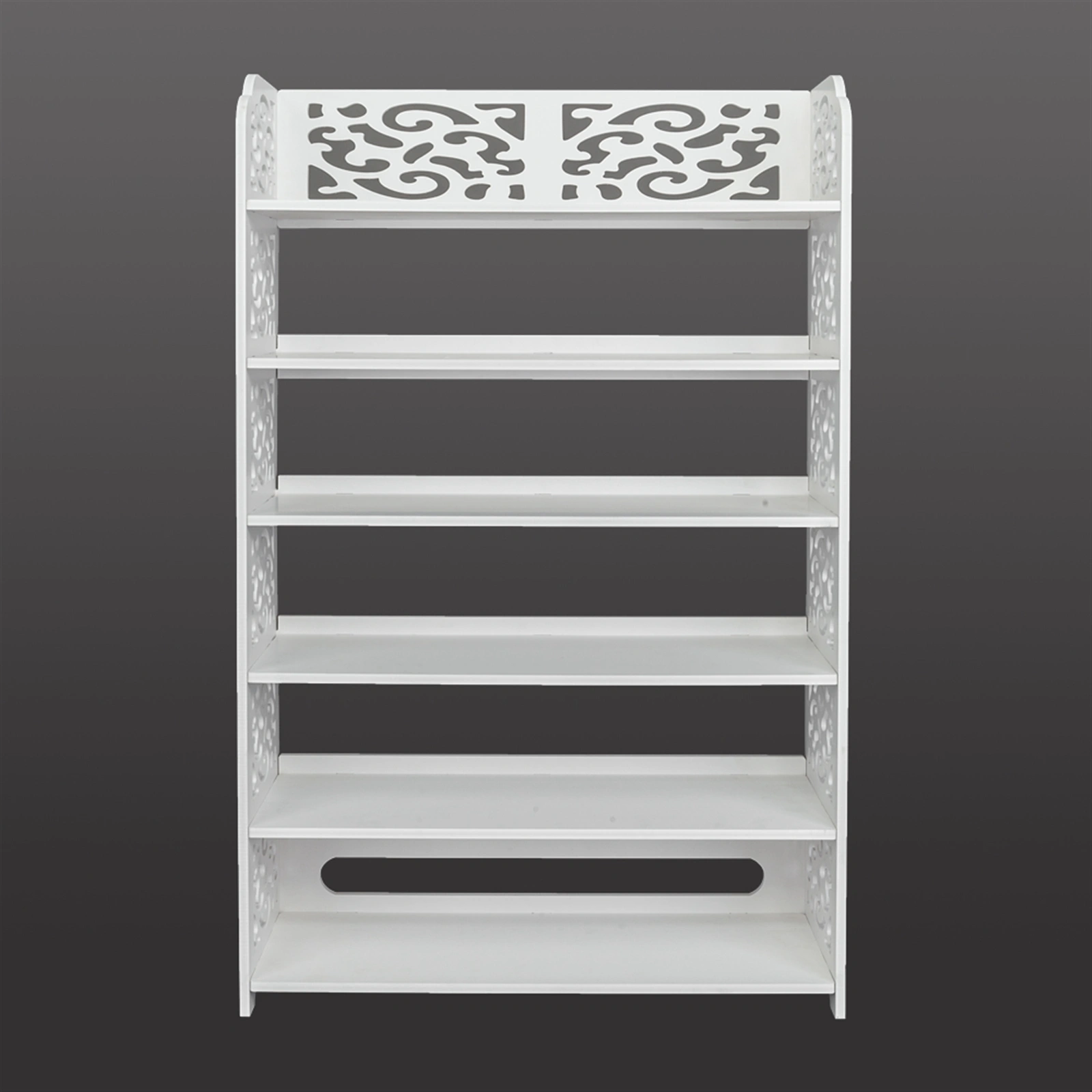 Wood-plastic Board Six Tiers Carved Shoe Rack White B view 11