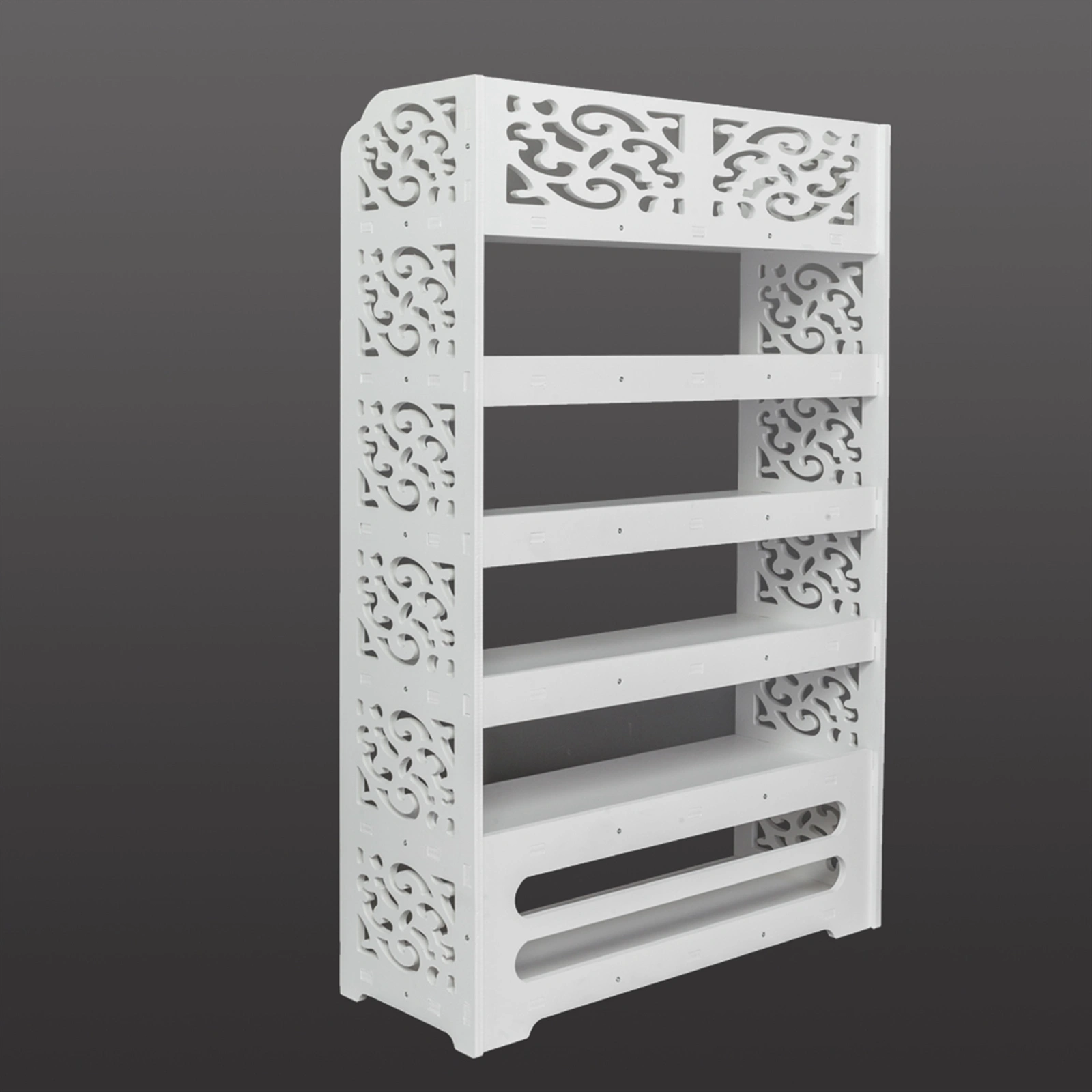Wood-plastic Board Six Tiers Carved Shoe Rack White B view 14