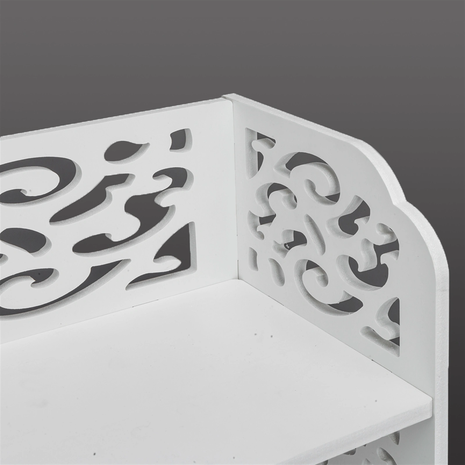 Wood-plastic Board Six Tiers Carved Shoe Rack White B view 15