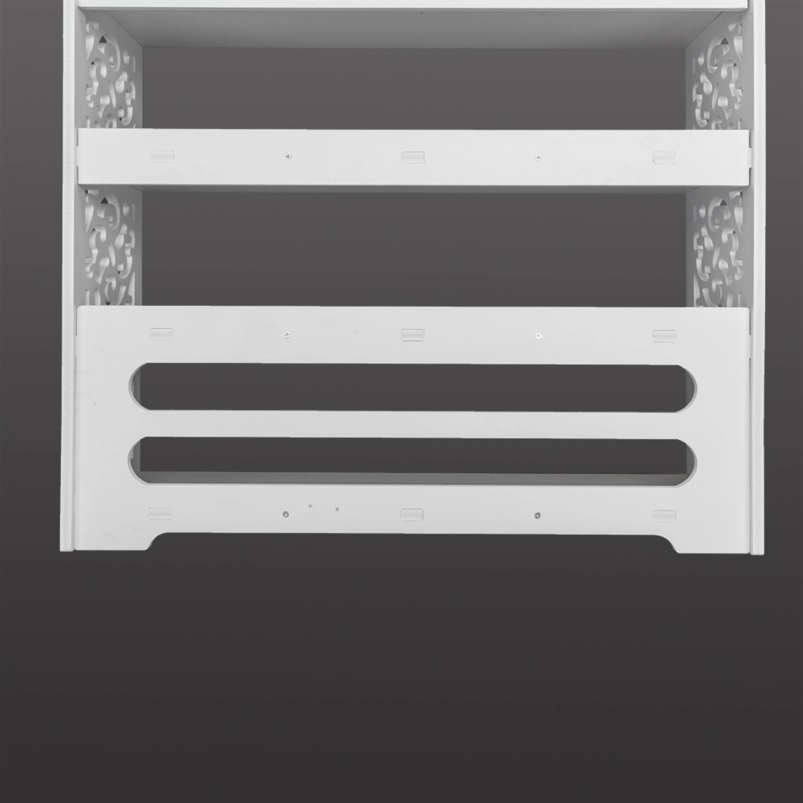 Wood-plastic Board Six Tiers Carved Shoe Rack White B view 18