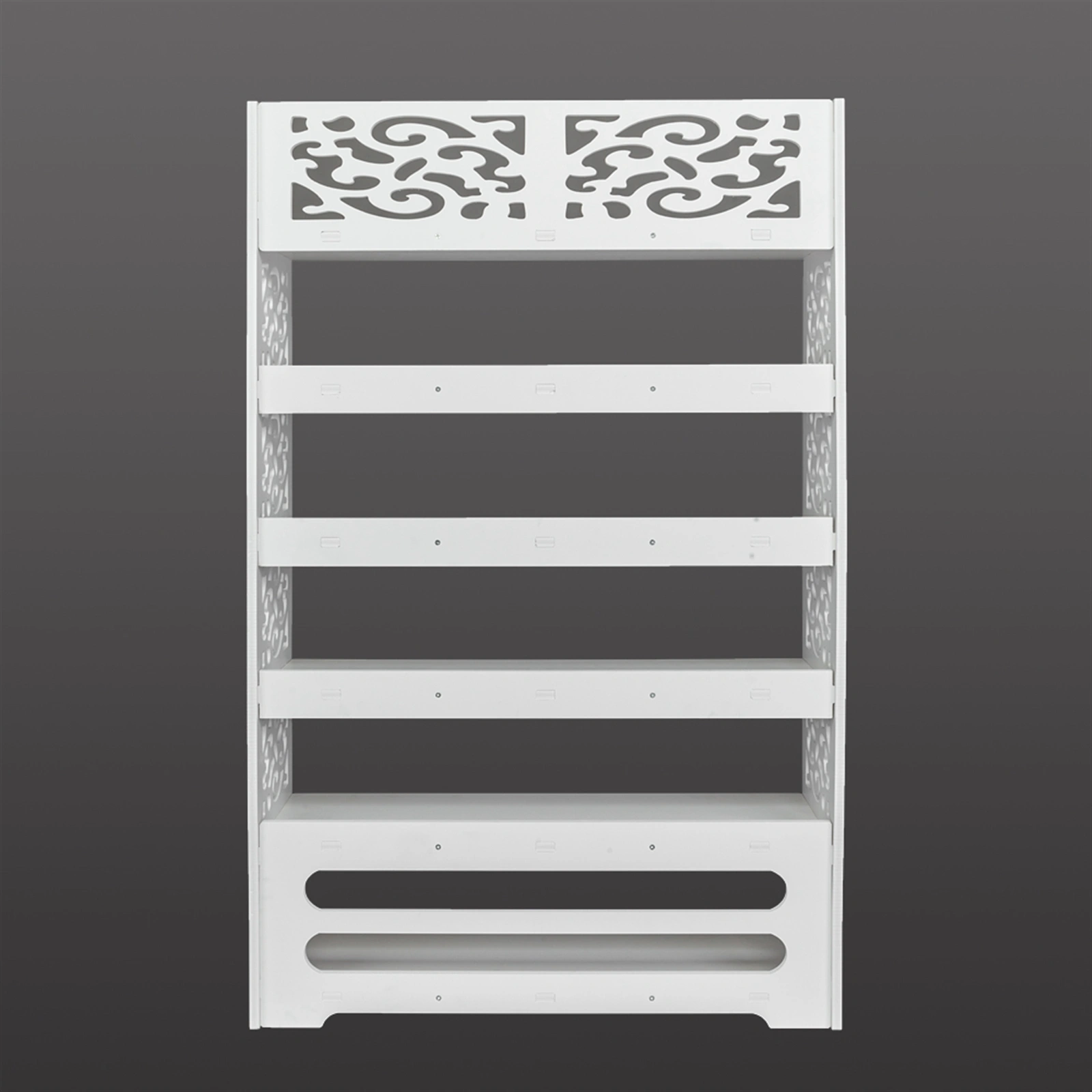 Wood-plastic Board Six Tiers Carved Shoe Rack White B view 19