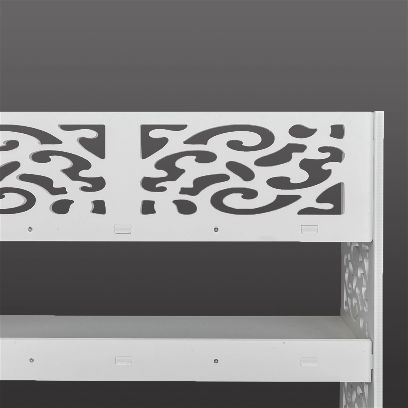 Wood-plastic Board Six Tiers Carved Shoe Rack White B view 21