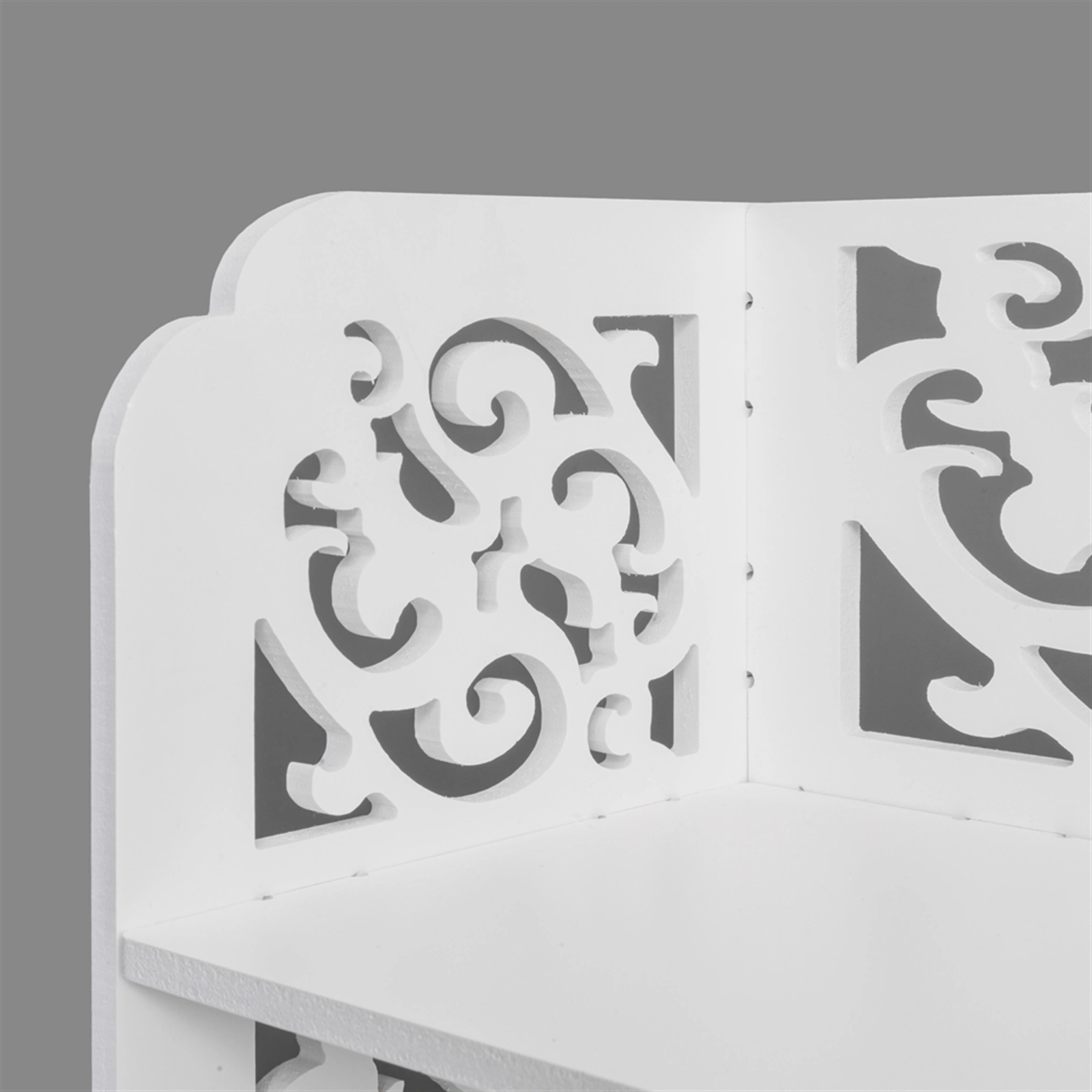 Wood-plastic Board Six Tiers Carved Shoe Rack White B view 6