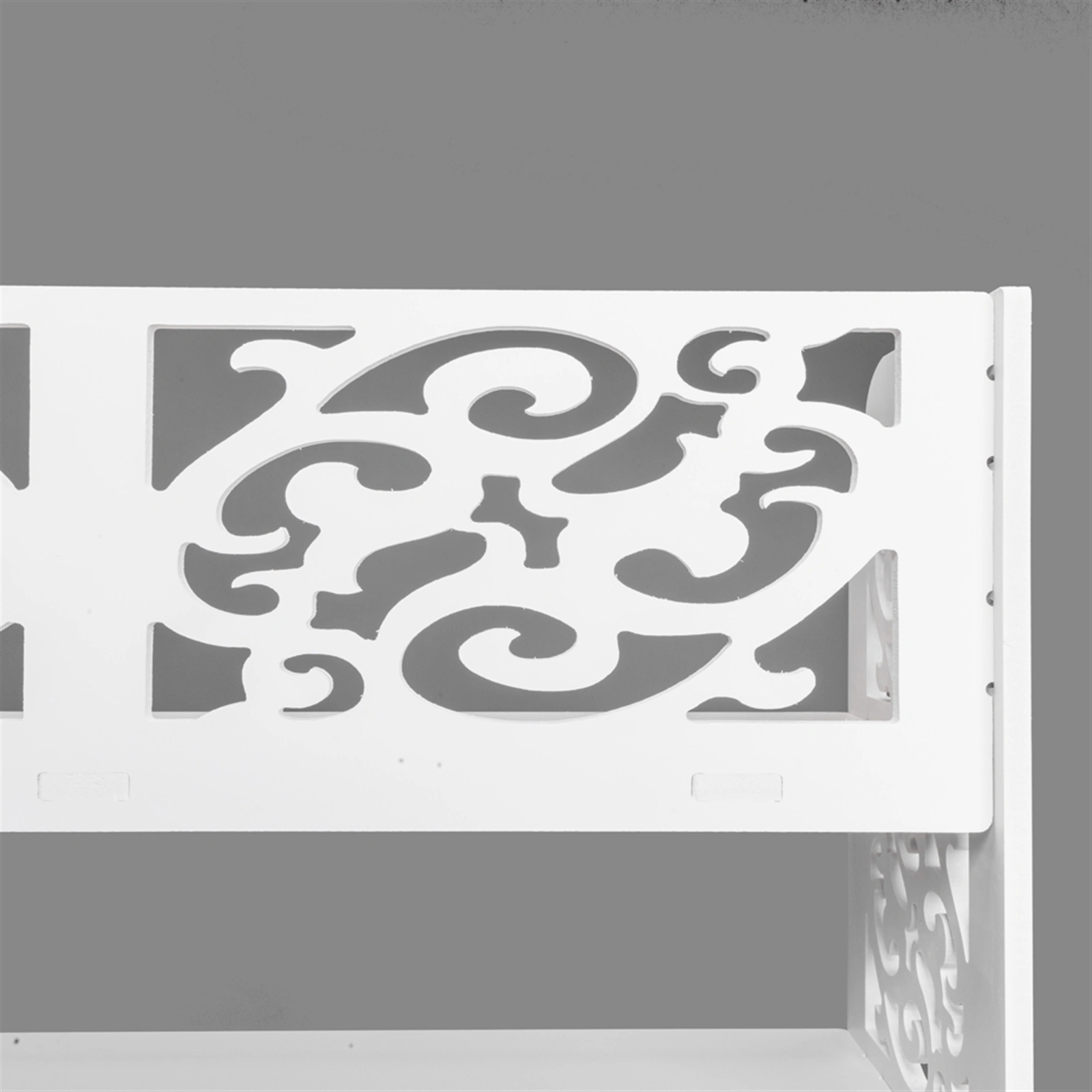 Wood-plastic Board Six Tiers Carved Shoe Rack White B view 7
