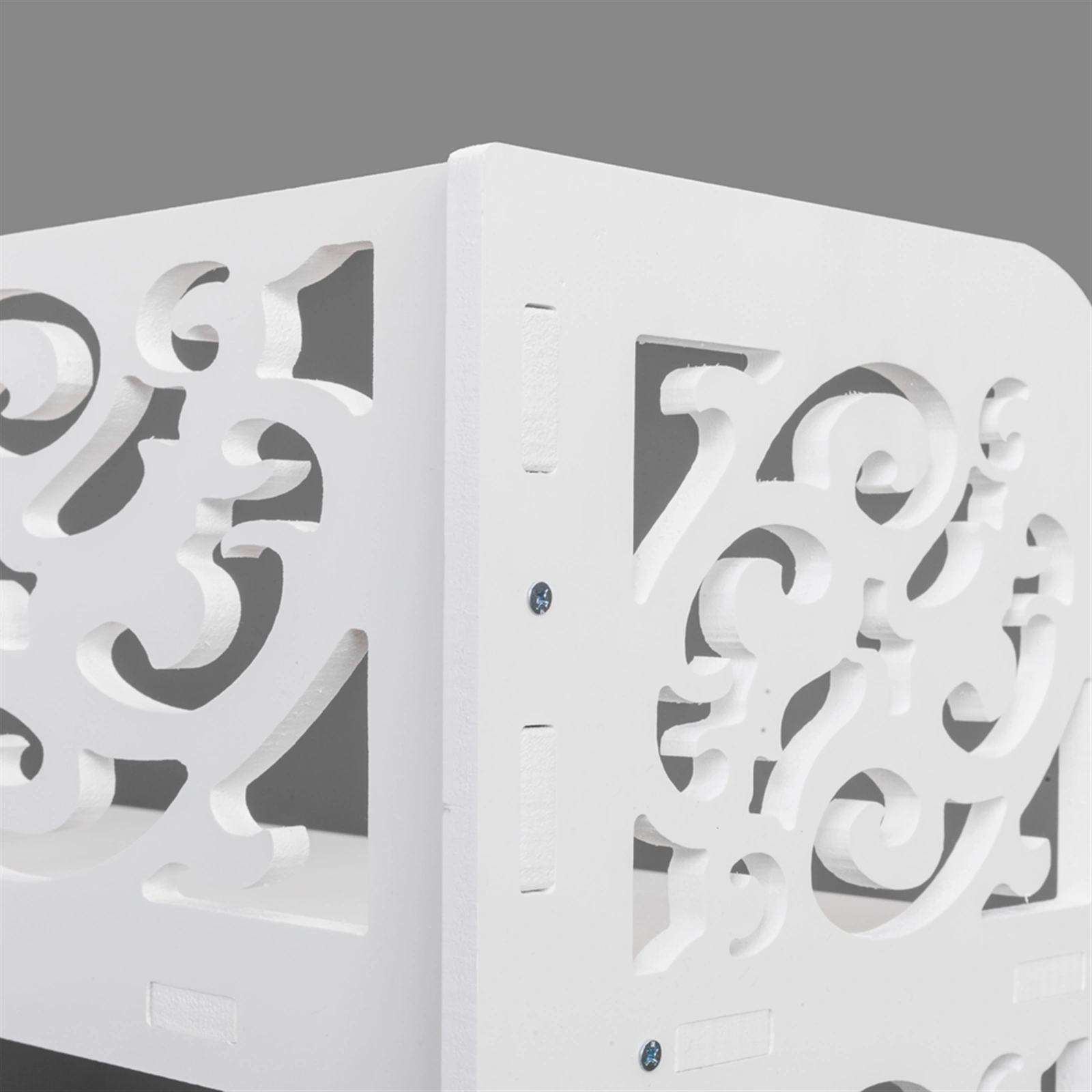 Wood-plastic Board Six Tiers Carved Shoe Rack White B view 8