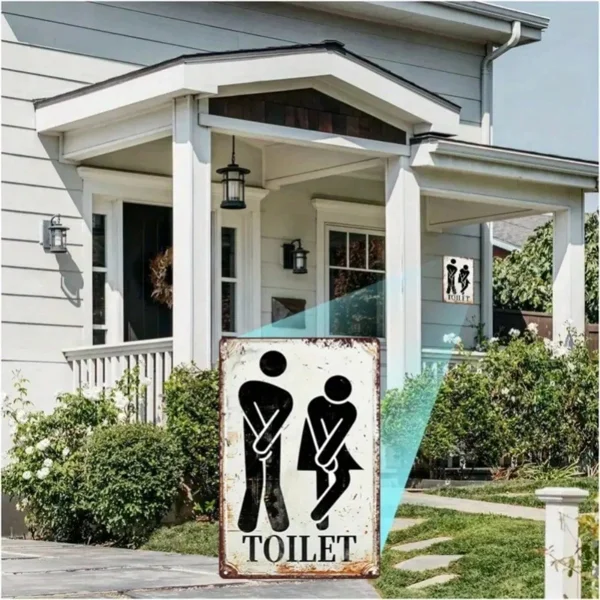 CIFbuy Vintage-Style Metal Sign - Humorous Toilet Design with Male/Female Figures | Perfect for Living Room,bathroom decor,(TikTok/temu self-pickup orders)