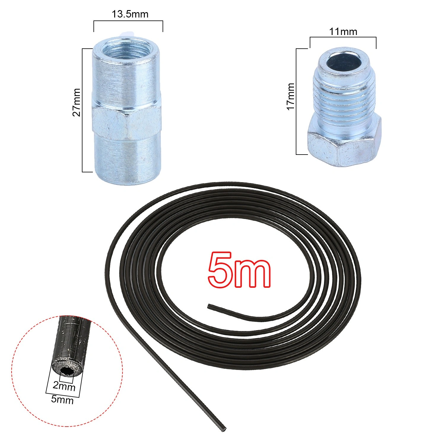 5m Steel Brake Line Hose Pipe 4.75mm + 10 Fittings Nuts + 5 Connectors - Automotive Brake Line Kit view 3