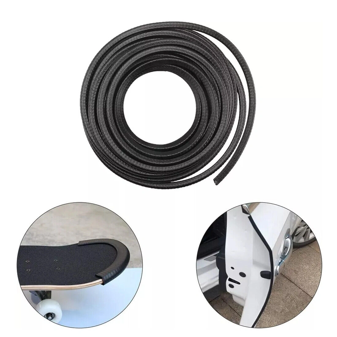 10m Black PVC Edge Protection Trim, Clip-On Rubber Guard Strip for Furniture Doors Cabinets, 20mm Width