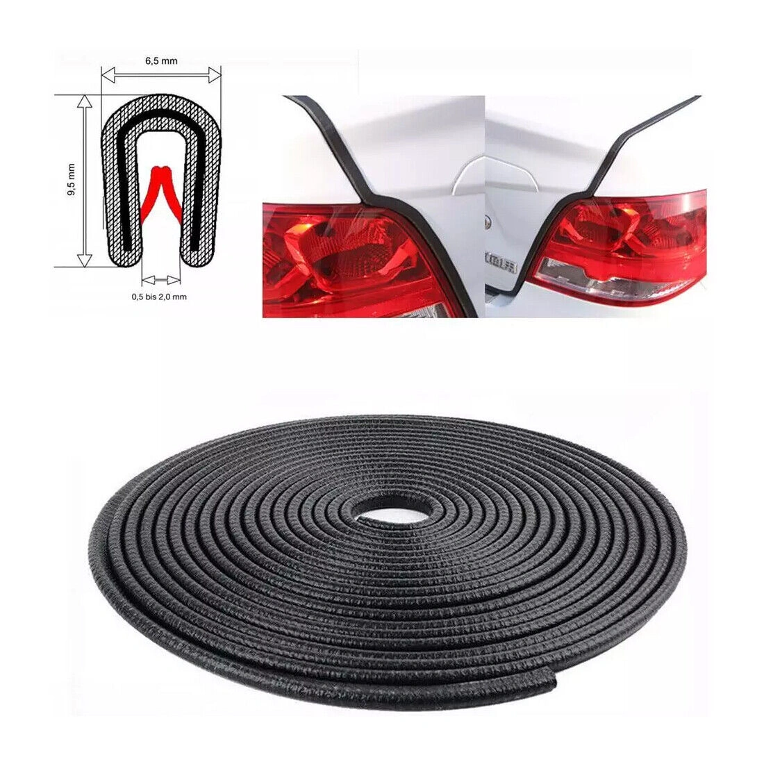 10m Black PVC Edge Protection Trim, Clip-On Rubber Guard Strip for Furniture Doors Cabinets, 20mm Width view 4