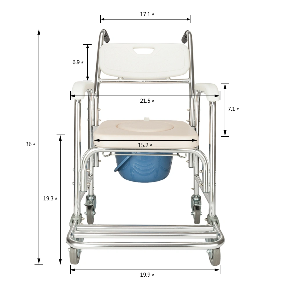 4 in 1 Multifunctional Aluminum Elder People Disabled People Pregnant Women Commode Chair Bath Chair White view 15