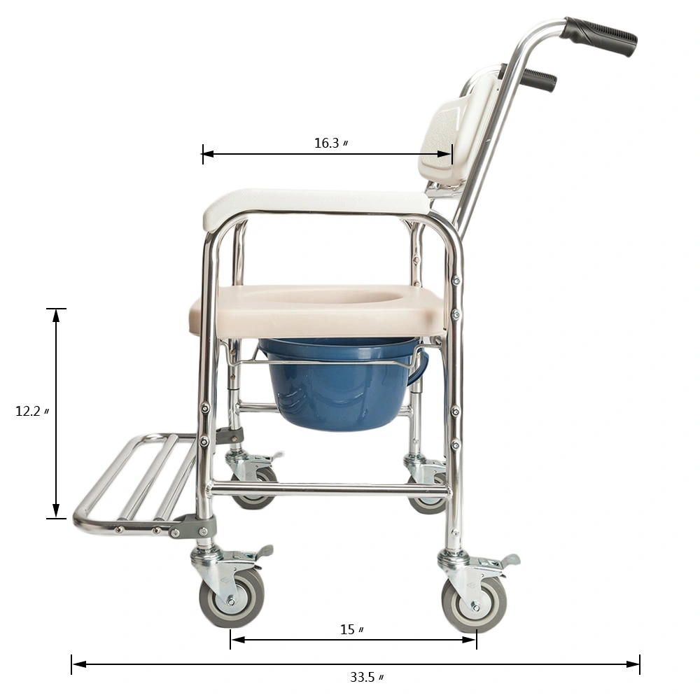 4 in 1 Multifunctional Aluminum Elder People Disabled People Pregnant Women Commode Chair Bath Chair White view 16