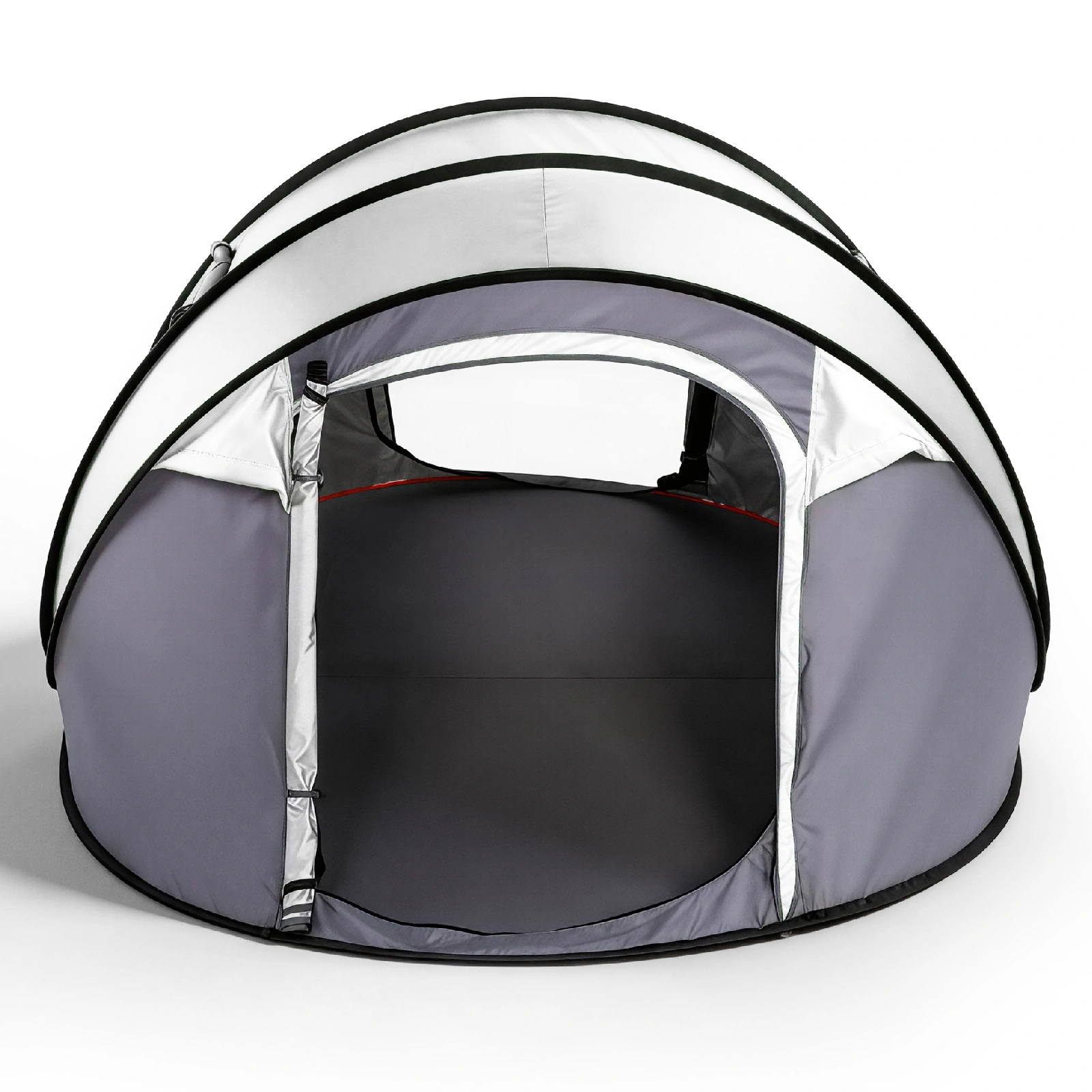 4 Person Pop Up Tent for Camping, Waterproof Instant Family Tent with Front Awning, Automatic Tent Throw Pop Up Instant Flip Pop Tent for Camping, Light Gray view 2