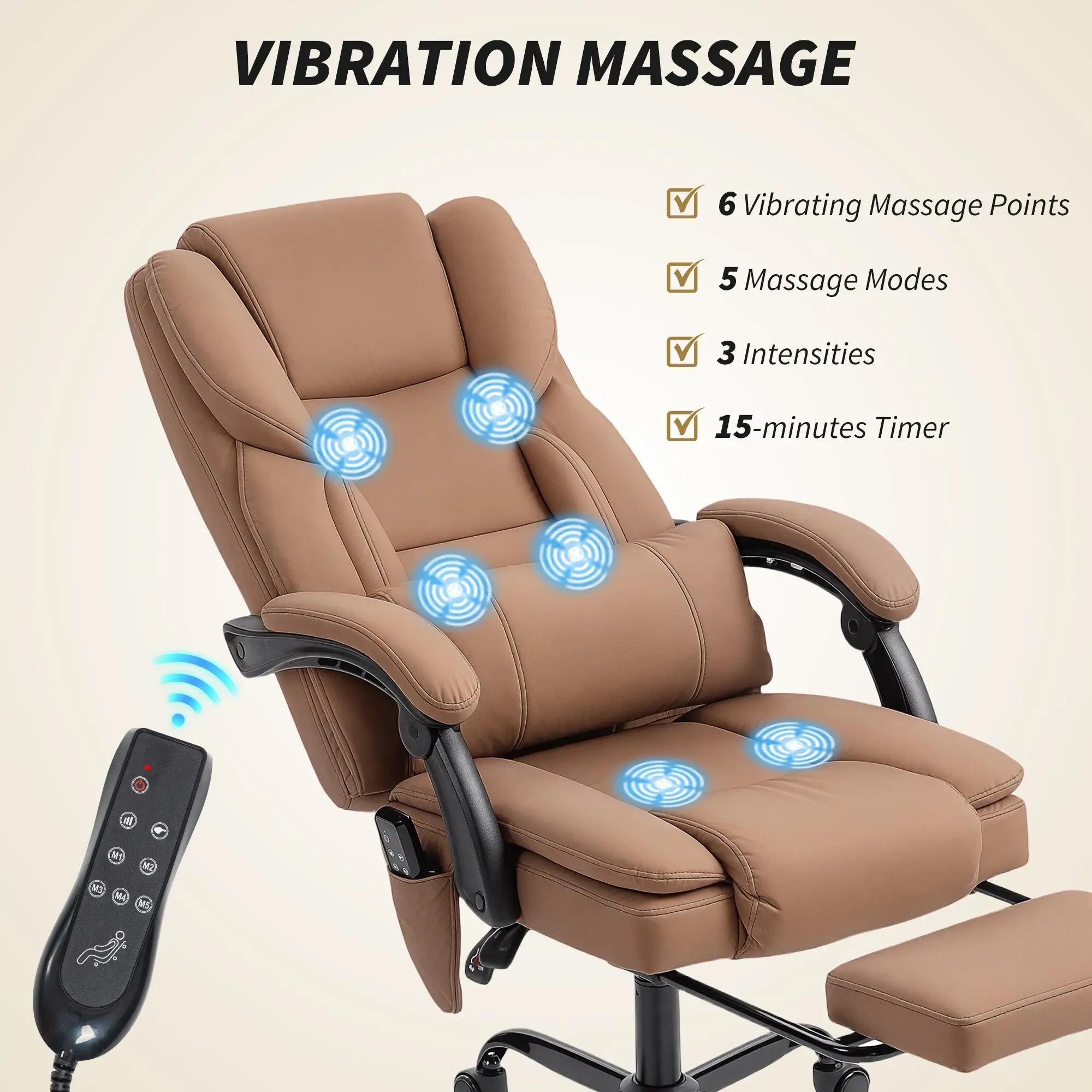 Ergonomic Massage Office Chair with Lumbar Support, High Back Swivel Desk Chair view 4
