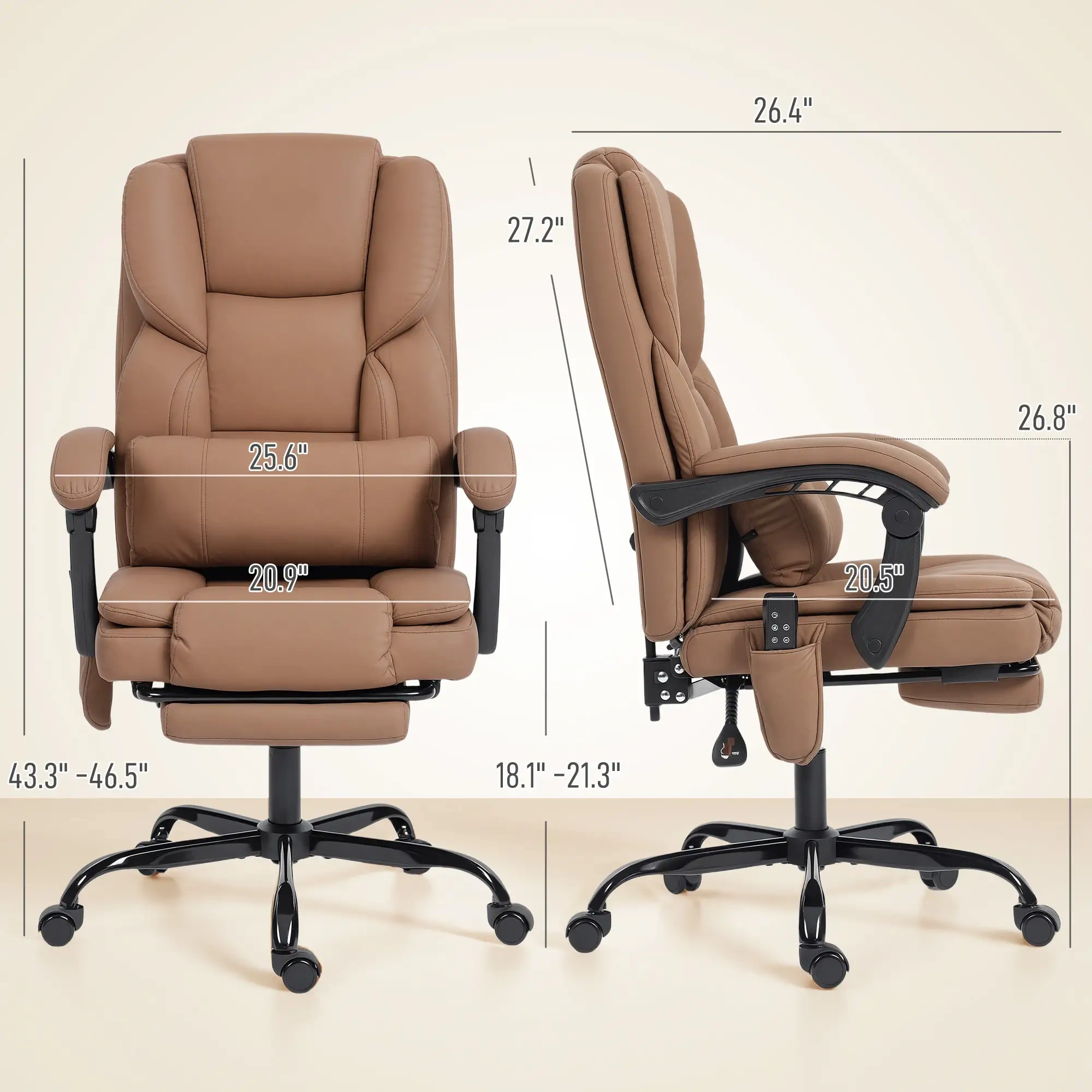 Ergonomic Massage Office Chair with Lumbar Support, High Back Swivel Desk Chair view 7