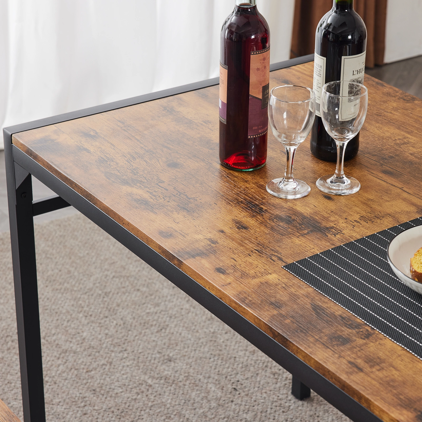 Dining Table Set for 4, Kitchen Table with 2 Chairs and a Bench, 4 Piece Kitchen Table Set for Small Space, Home Kitchen Bar Pub Apartment, Rustic Brown view 17