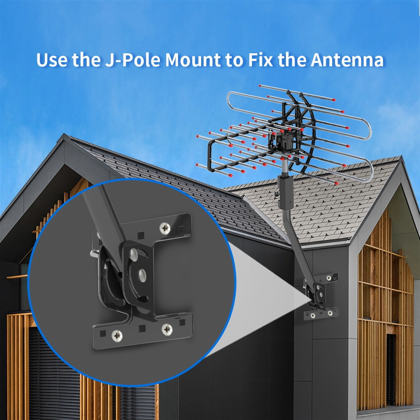 TA-851 Plus 360°Rotation UV Dual Frequency 45-860MHz 22-38dB 42.65ft cable Outdoor Antenna view 12