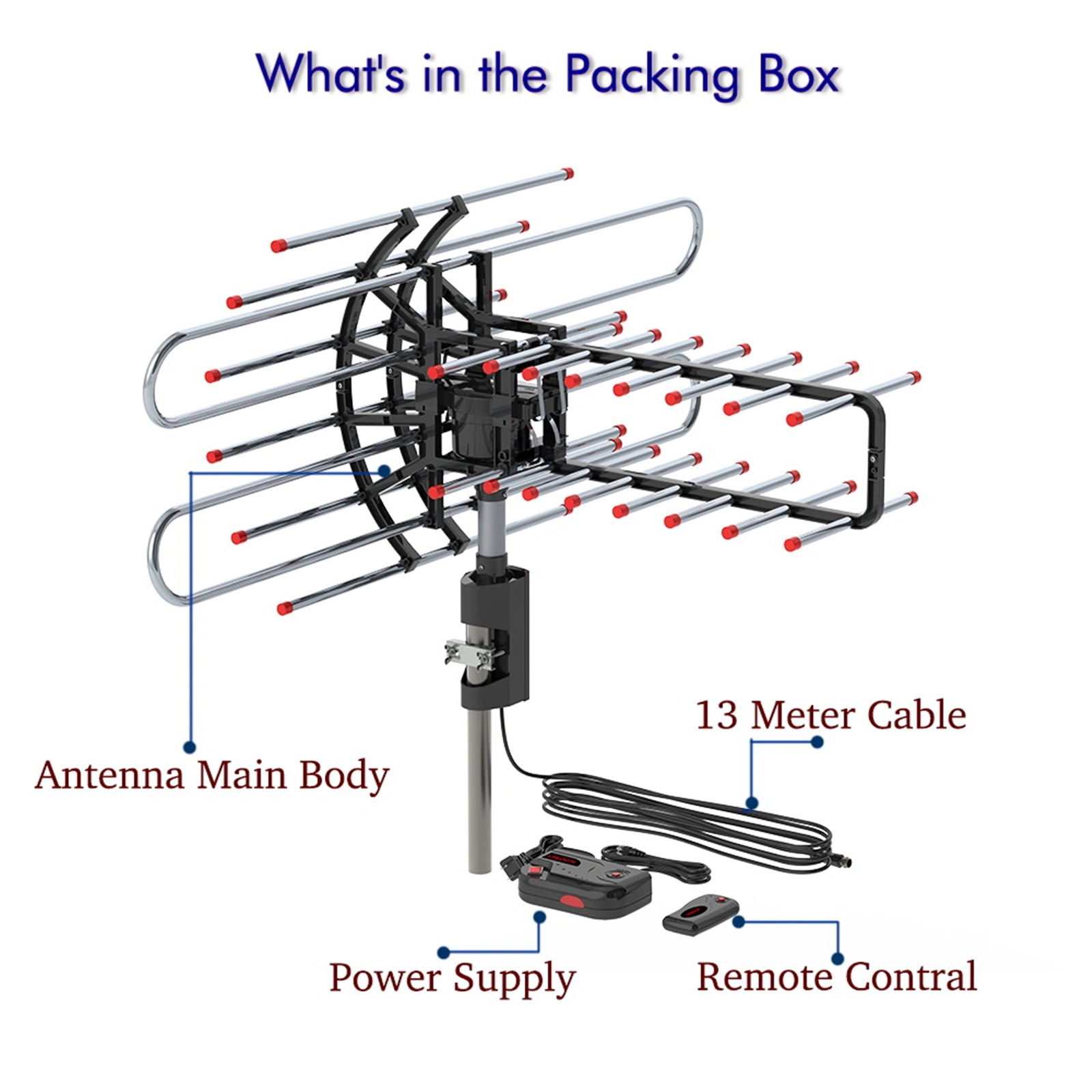 TA-851 Plus 360°Rotation UV Dual Frequency 45-860MHz 22-38dB 42.65ft cable Outdoor Antenna view 15