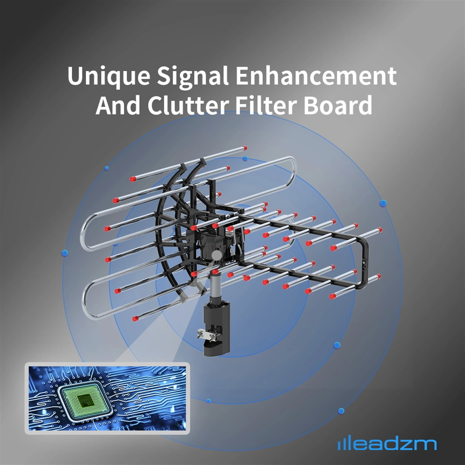 TA-851 Plus 360°Rotation UV Dual Frequency 45-860MHz 22-38dB 42.65ft cable Outdoor Antenna view 3
