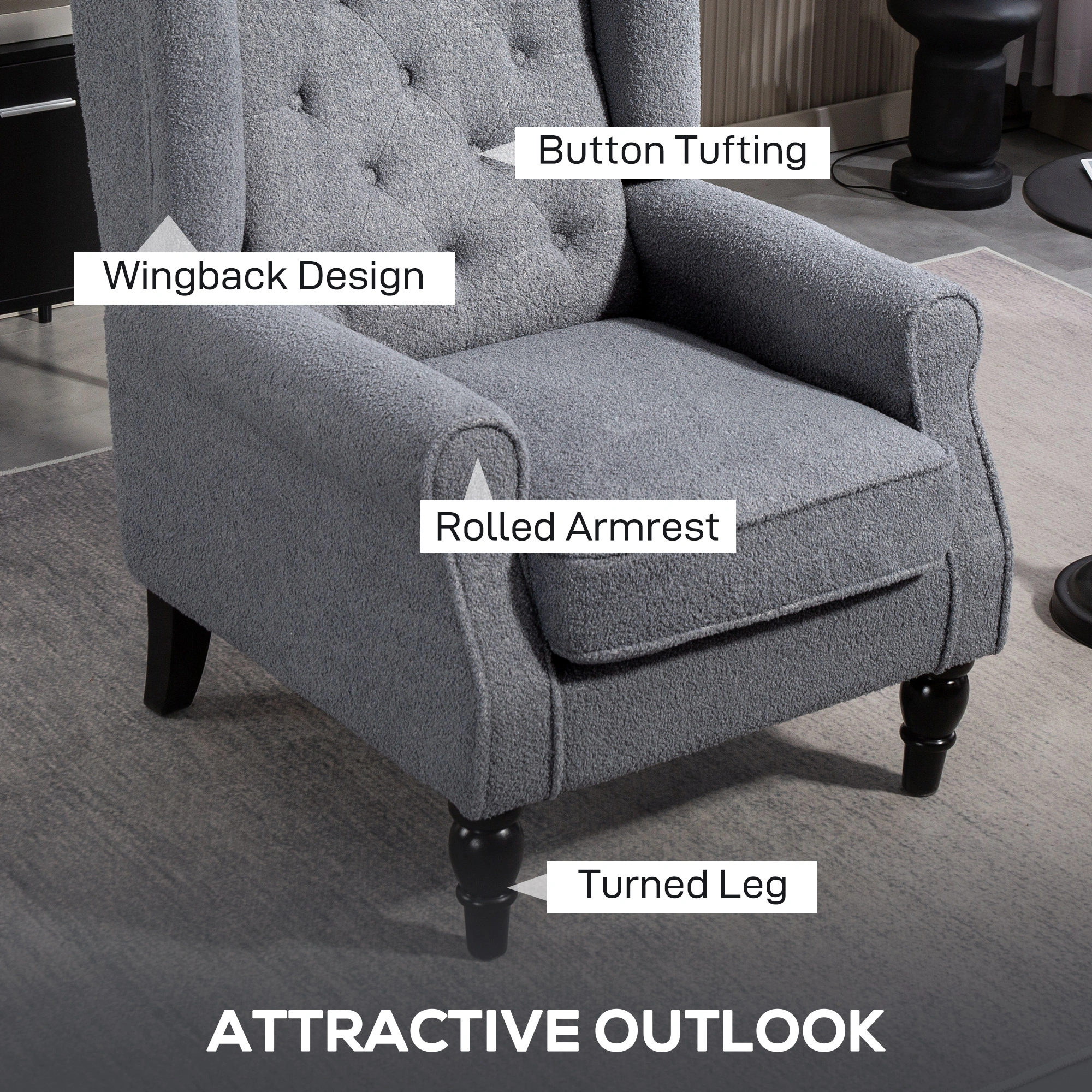 Sofa Chair - Cozy Reading Accent Chair with Plush Padding, Compact Armchair for Small Spaces Living Room view 5