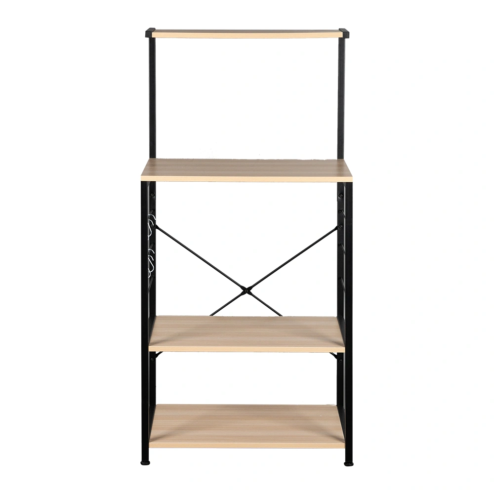 Wooden Kitchen Shelf , Baker's Rack 4 Tier Shelves Brown Color