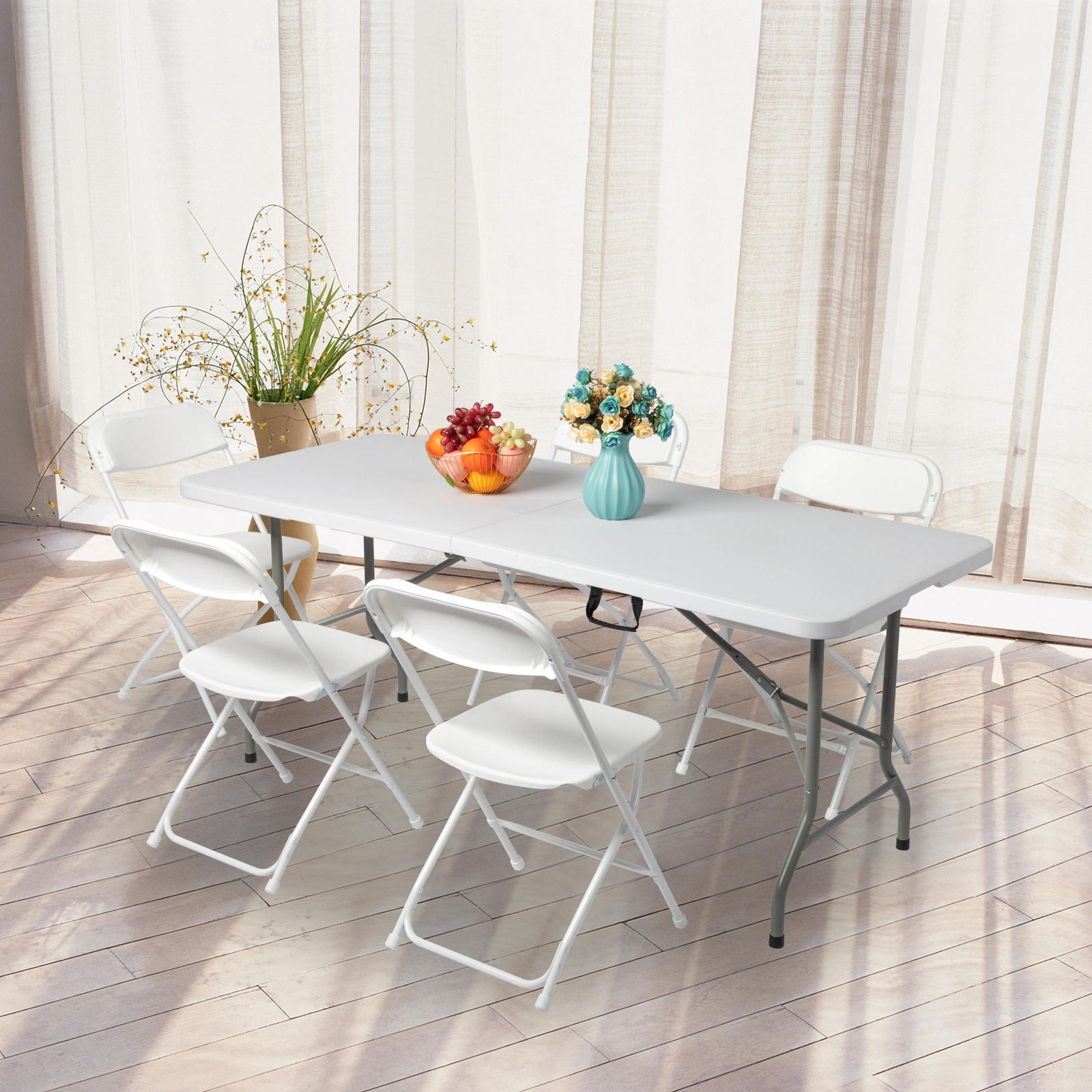 6FT Outdoor Courtyard Foldable Long Table view 28
