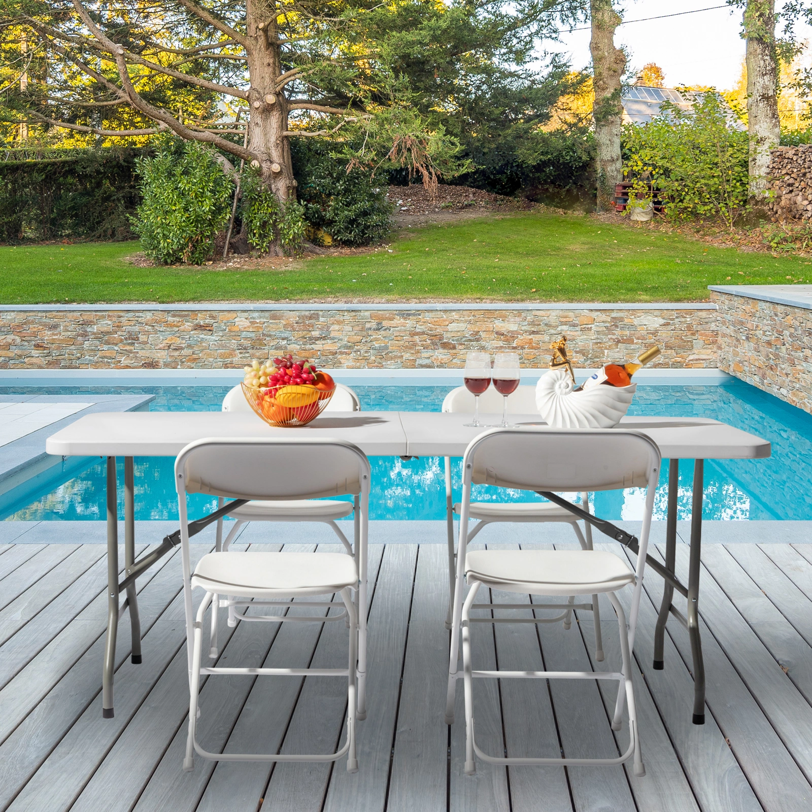 6FT Outdoor Courtyard Foldable Long Table view 31
