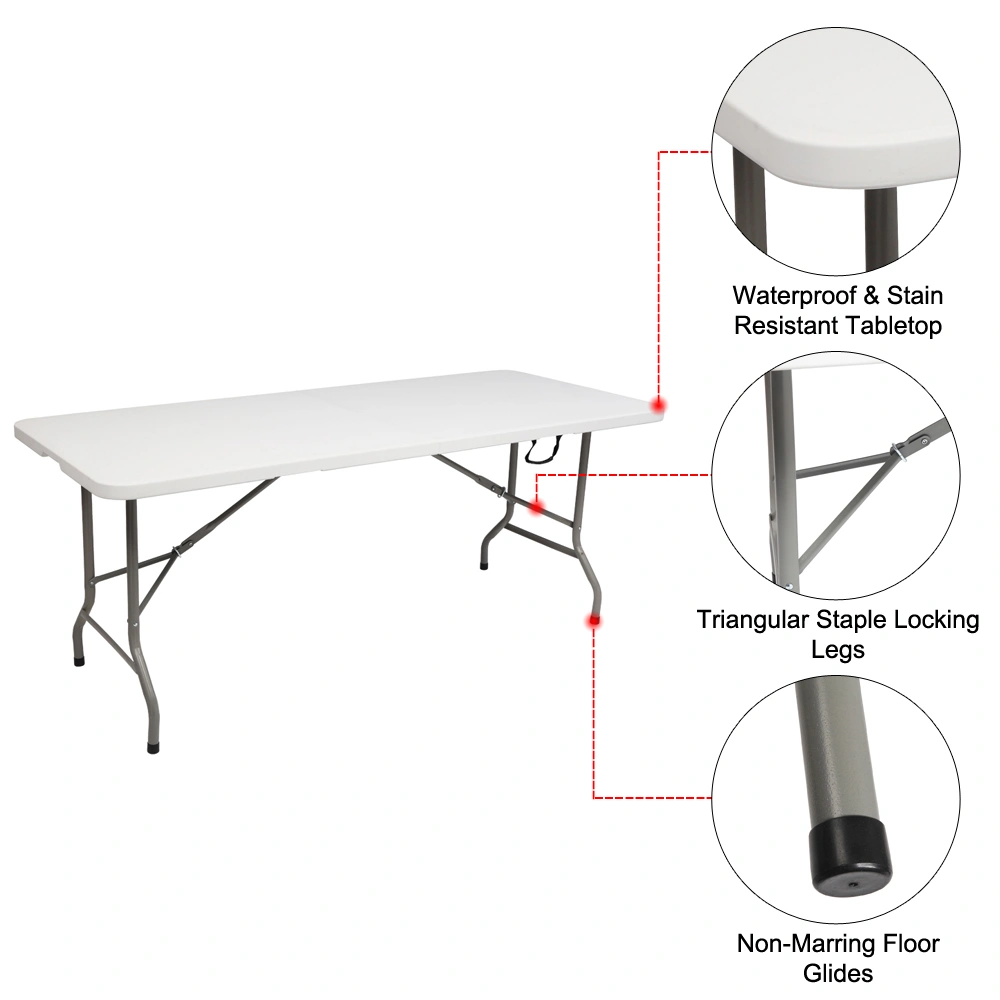 6FT Outdoor Courtyard Foldable Long Table view 40