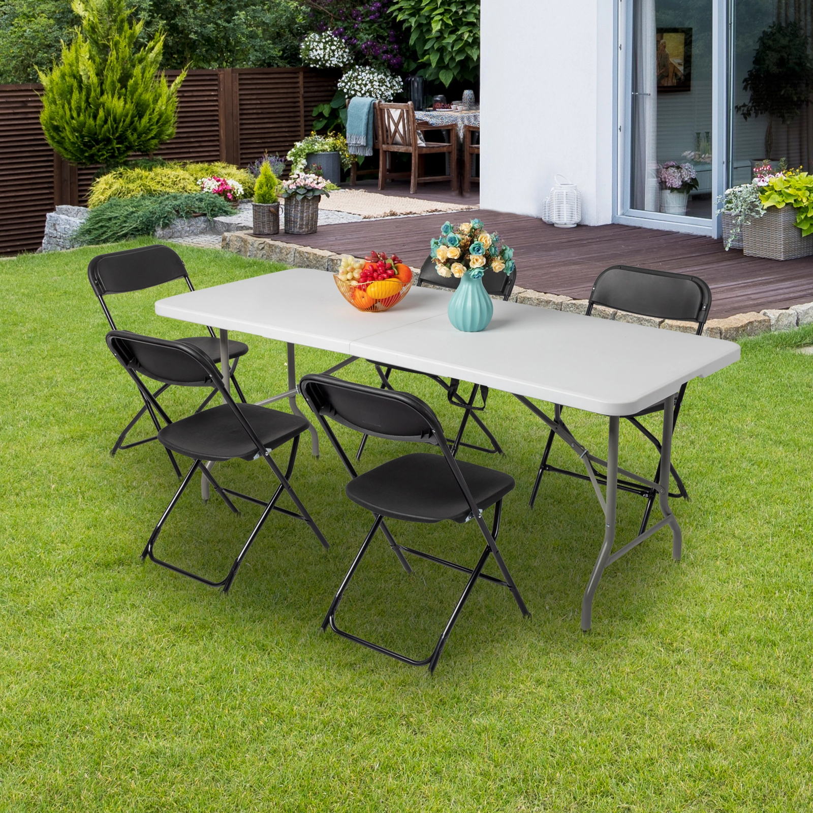 6FT Outdoor Courtyard Foldable Long Table view 55