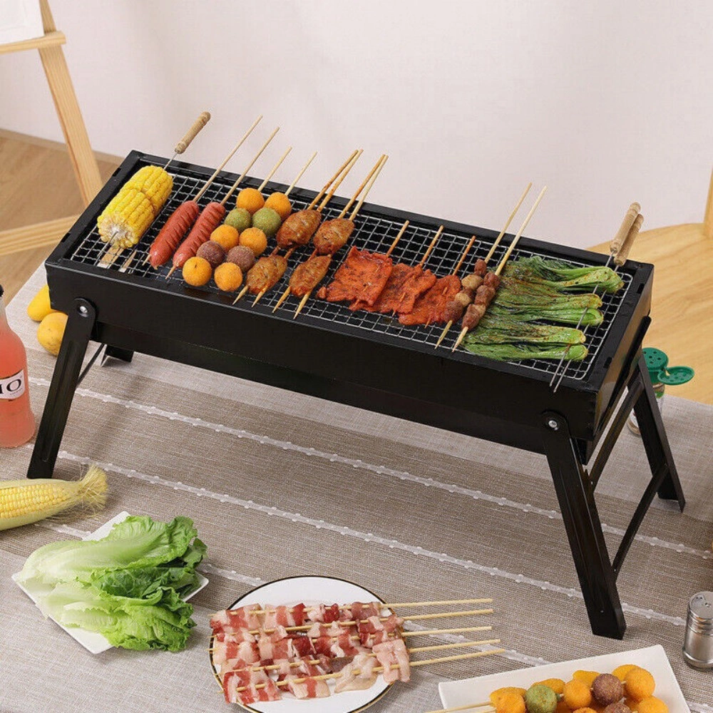 Large Portable Folding Charcoal BBQ Grill, Heavy Duty Barbecue for Outdoor Patio Garden Party Camping