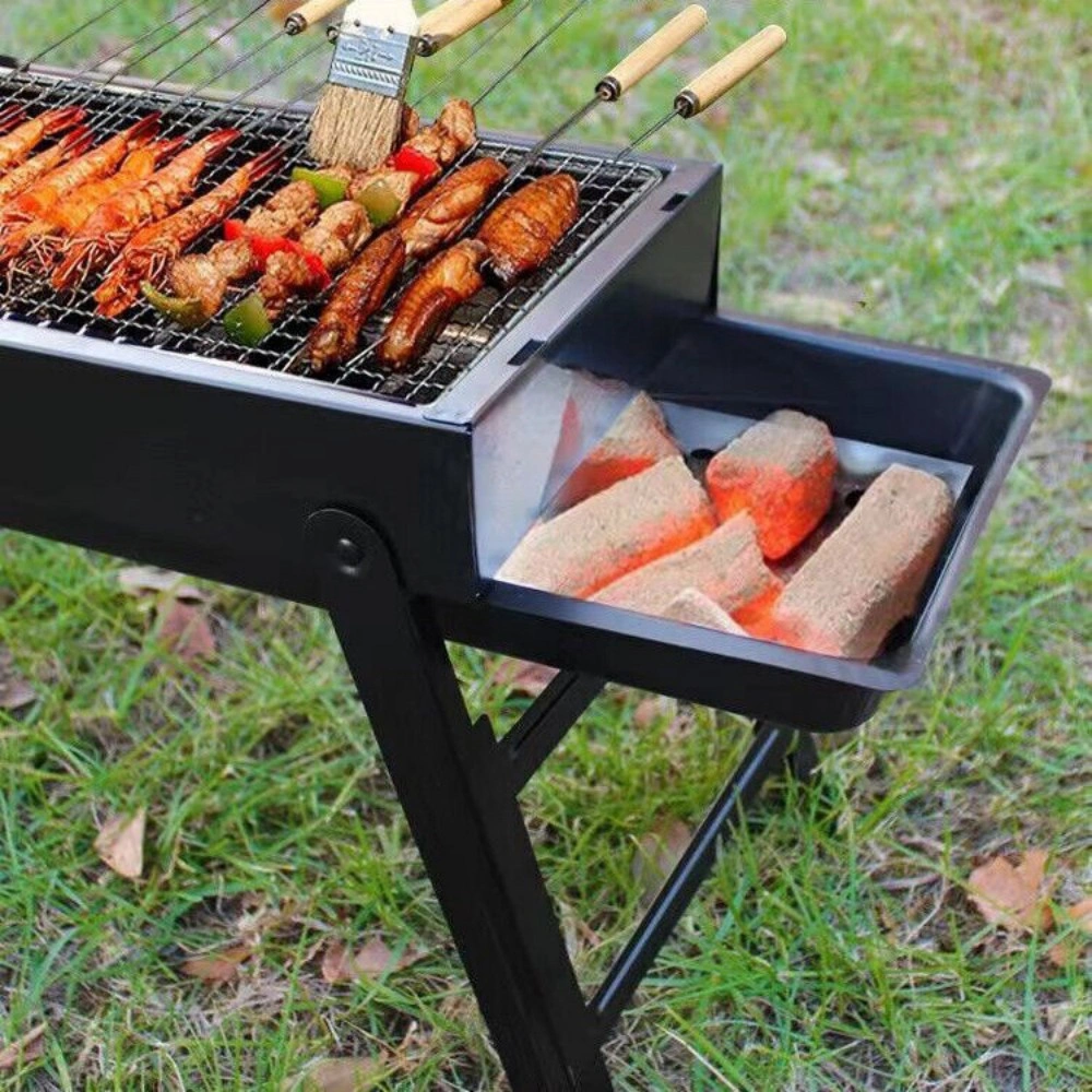 Large Portable Folding Charcoal BBQ Grill, Heavy Duty Barbecue for Outdoor Patio Garden Party Camping view 3