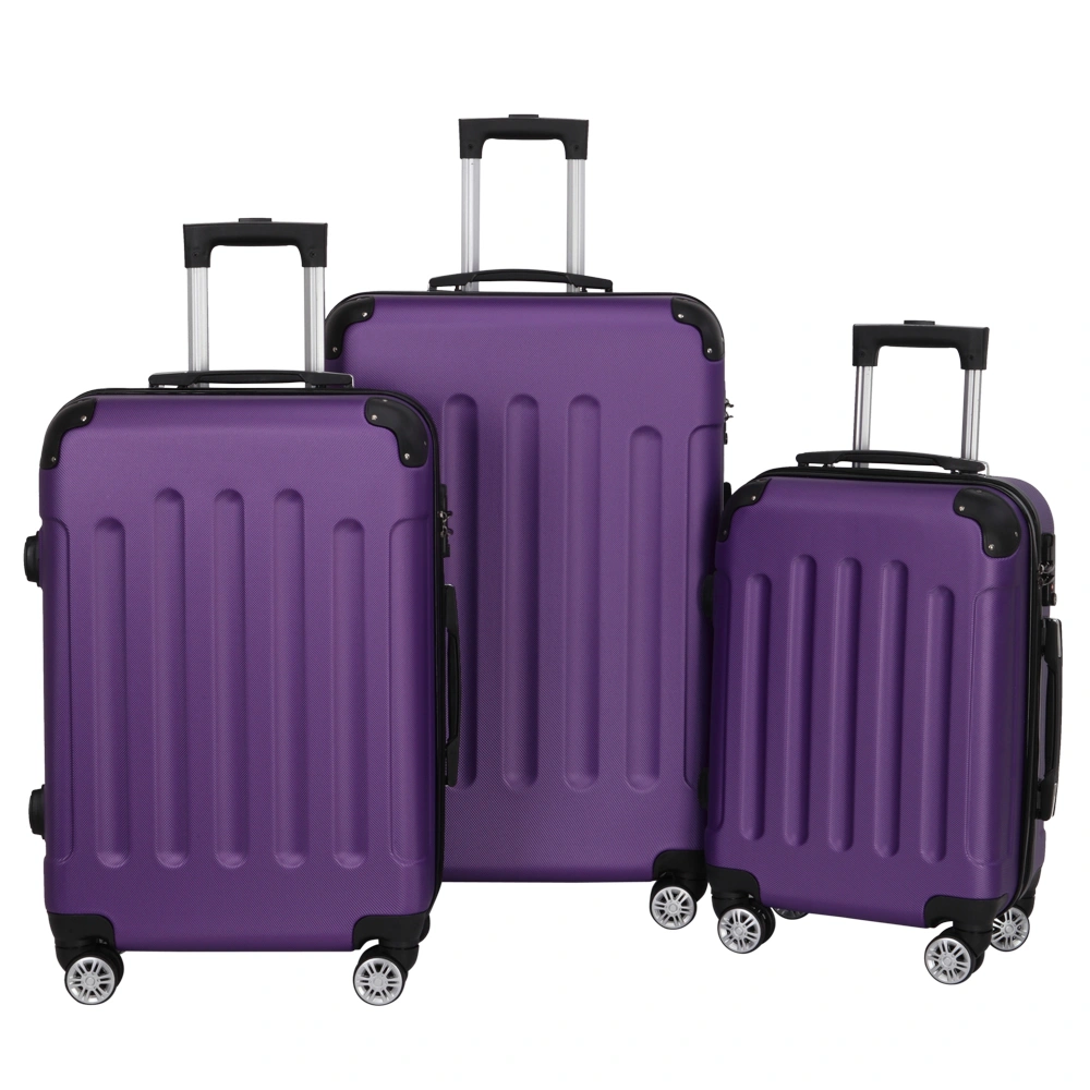 3-in-1 Portable ABS Trolley Case 20" / 24" / 28" Purple view 7