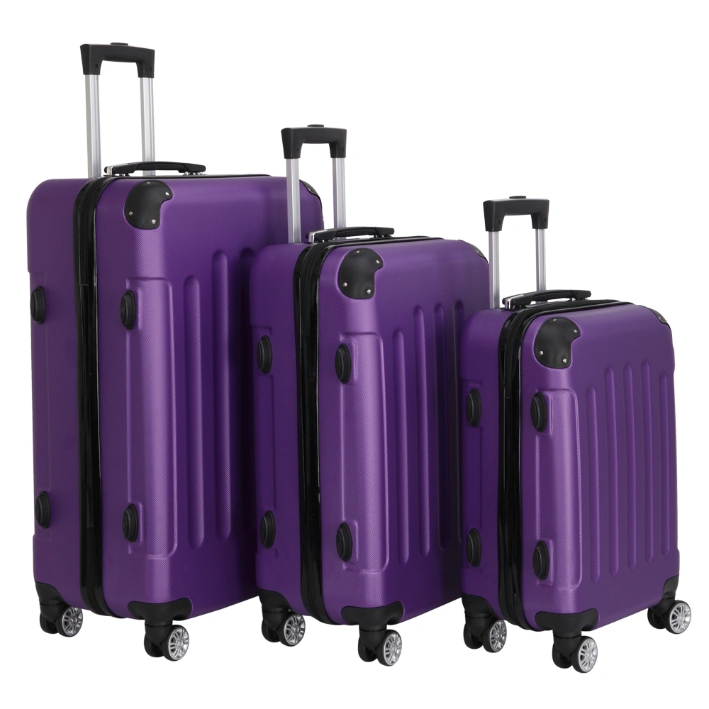 3-in-1 Portable ABS Trolley Case 20" / 24" / 28" Purple view 8