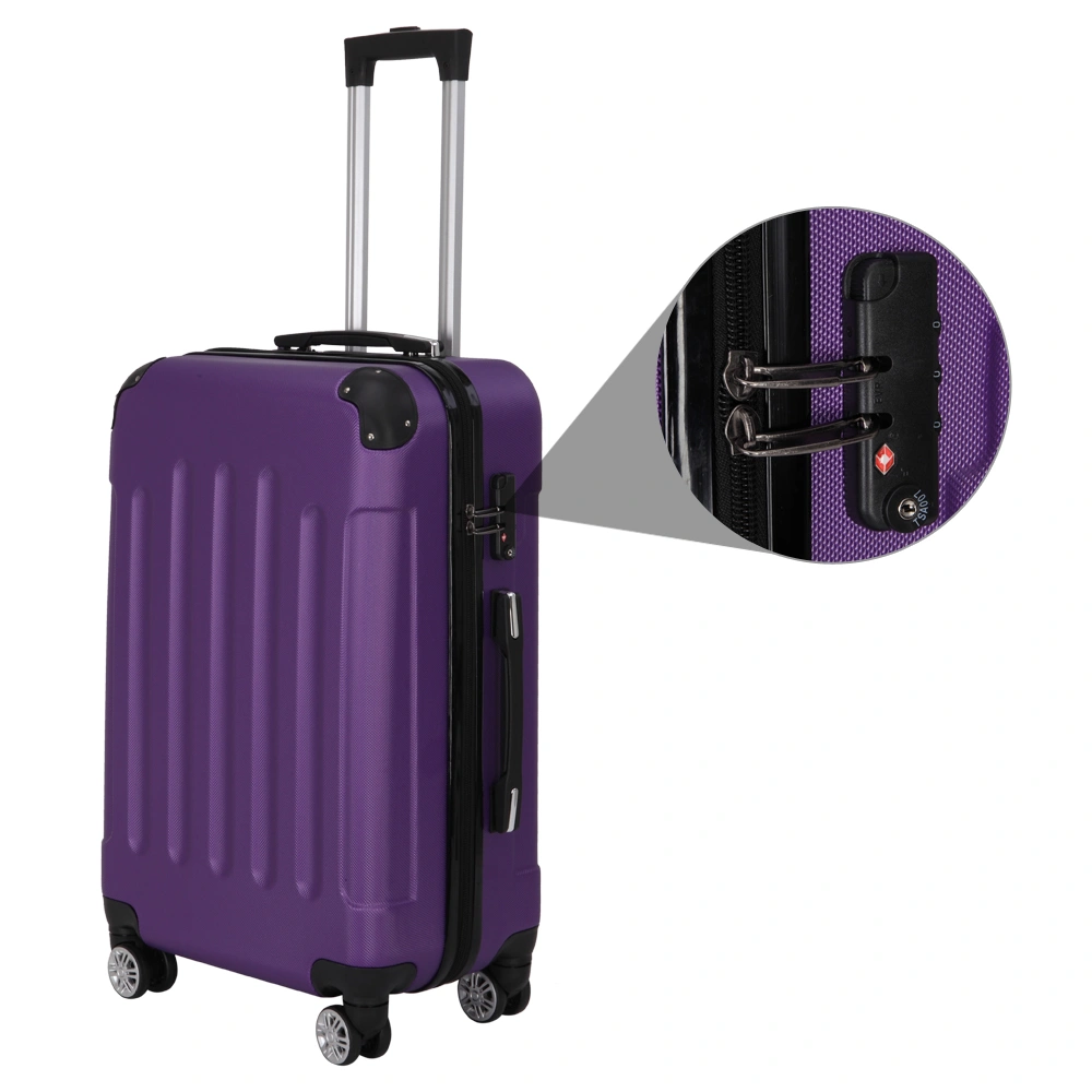 3-in-1 Portable ABS Trolley Case 20" / 24" / 28" Purple view 9