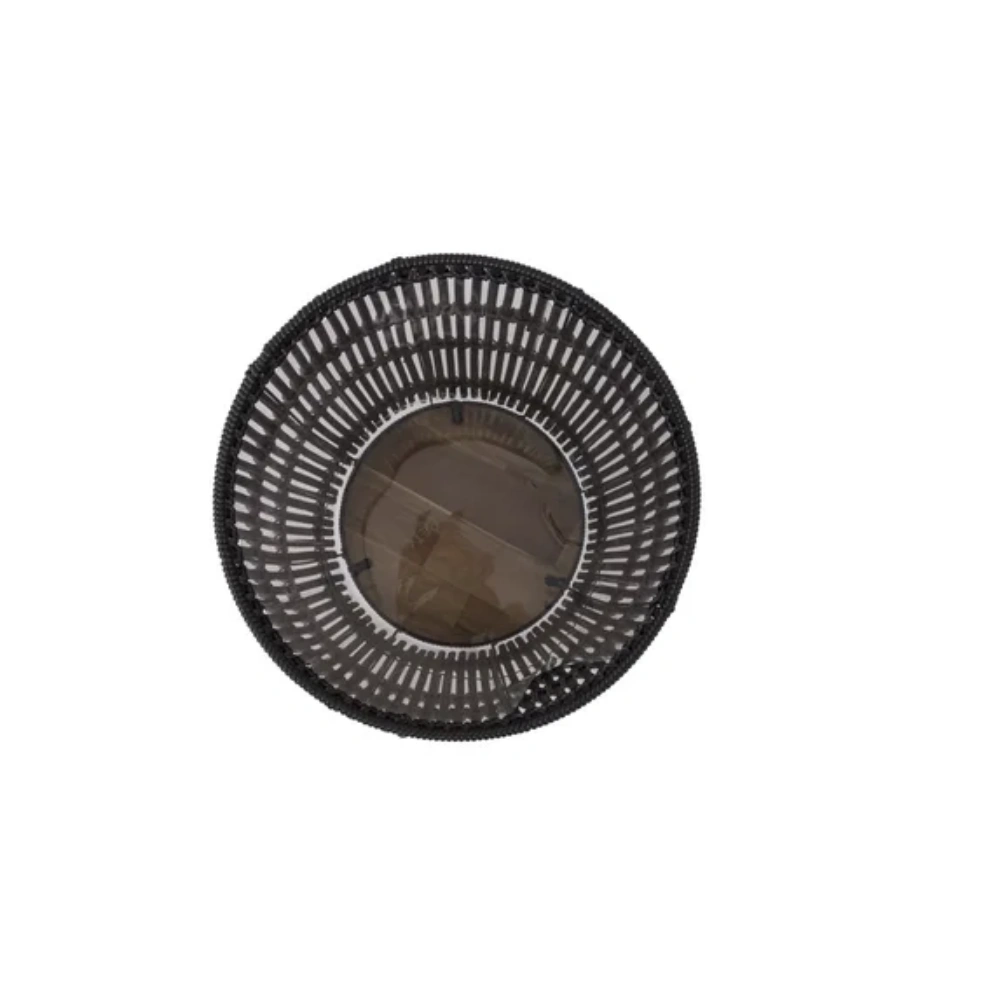 Black Round Resin Planter Pot with Matching Stand, Decorative Planter Box with Wood Legs for Indoor Outdoor view 3