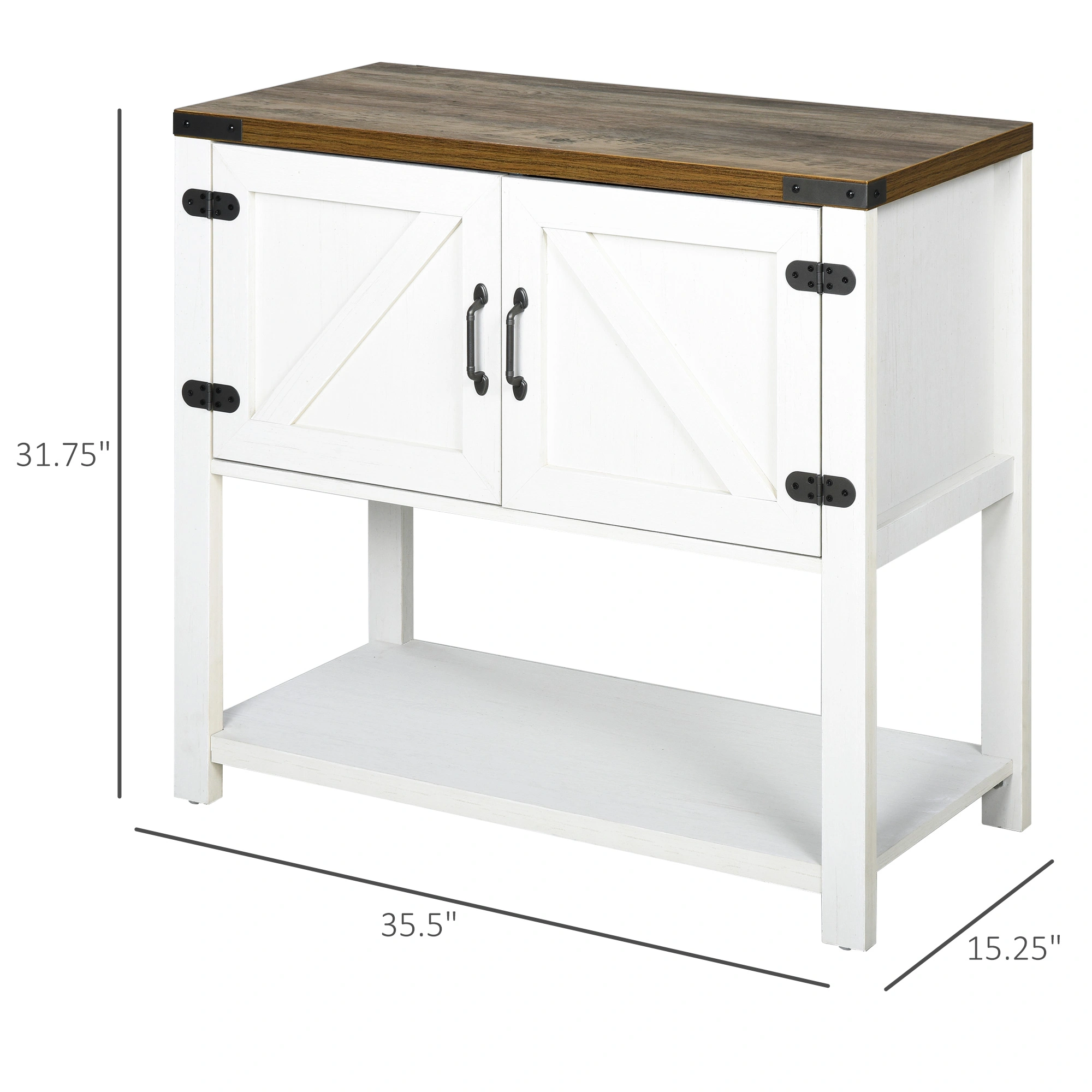 Kitchen Storage Cabinet with Doors & Shelves, Tall Pantry Cupboard, Matte Black Metal Frame, White Finish, 23.6"W x 11.8"D x 47.2"H view 2