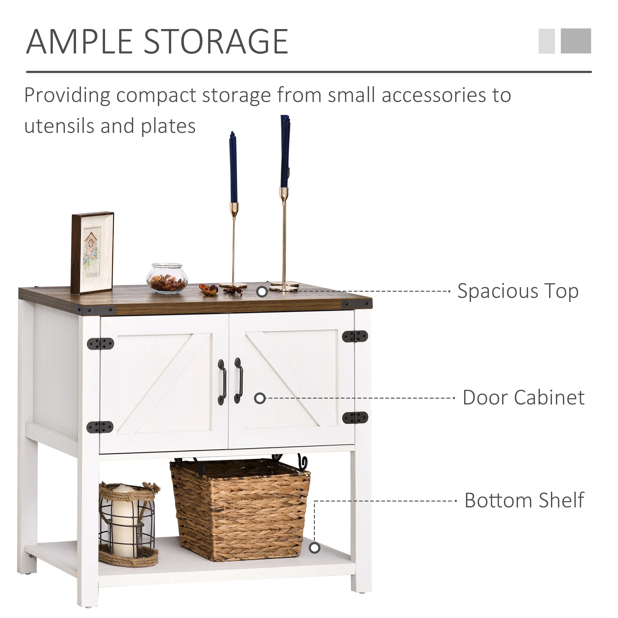 Kitchen Storage Cabinet with Doors & Shelves, Tall Pantry Cupboard, Matte Black Metal Frame, White Finish, 23.6"W x 11.8"D x 47.2"H view 3