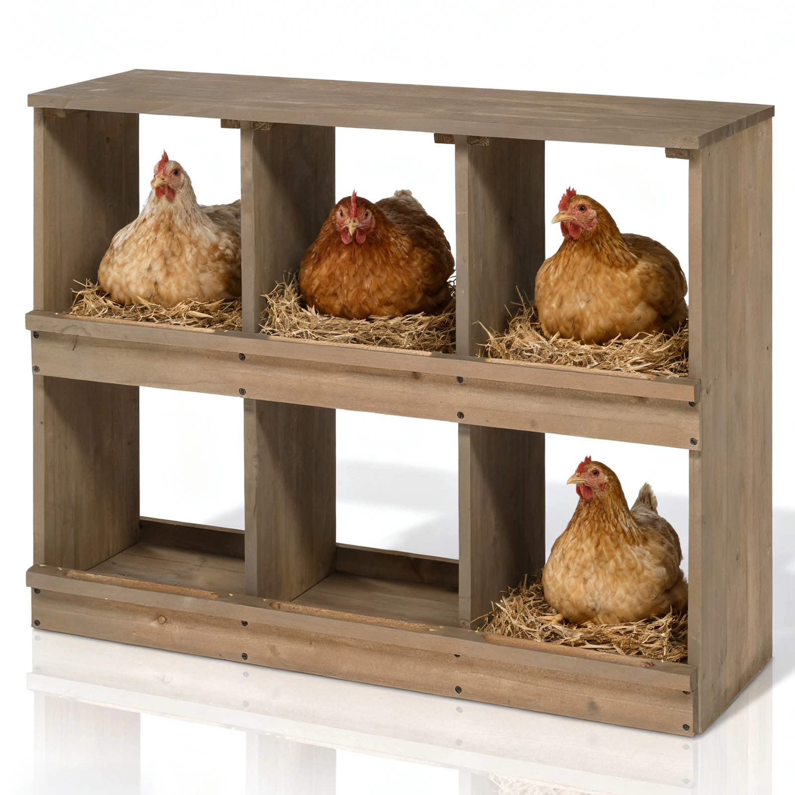 Nesting Boxes for Chickens, Wooden Chicken Nesting Box, Laying Eggs Nest Box for Chickens Hens Ducks, Gray, 6 Compartments view 14