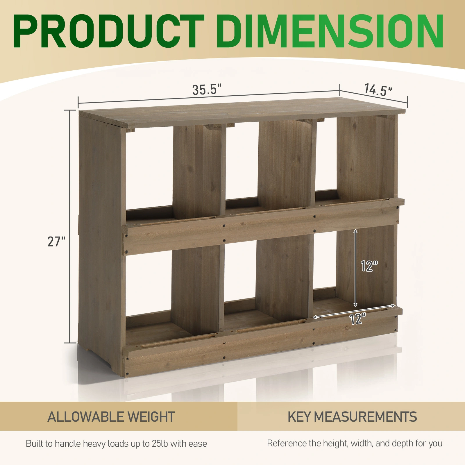 Nesting Boxes for Chickens, Wooden Chicken Nesting Box, Laying Eggs Nest Box for Chickens Hens Ducks, Gray, 6 Compartments view 3
