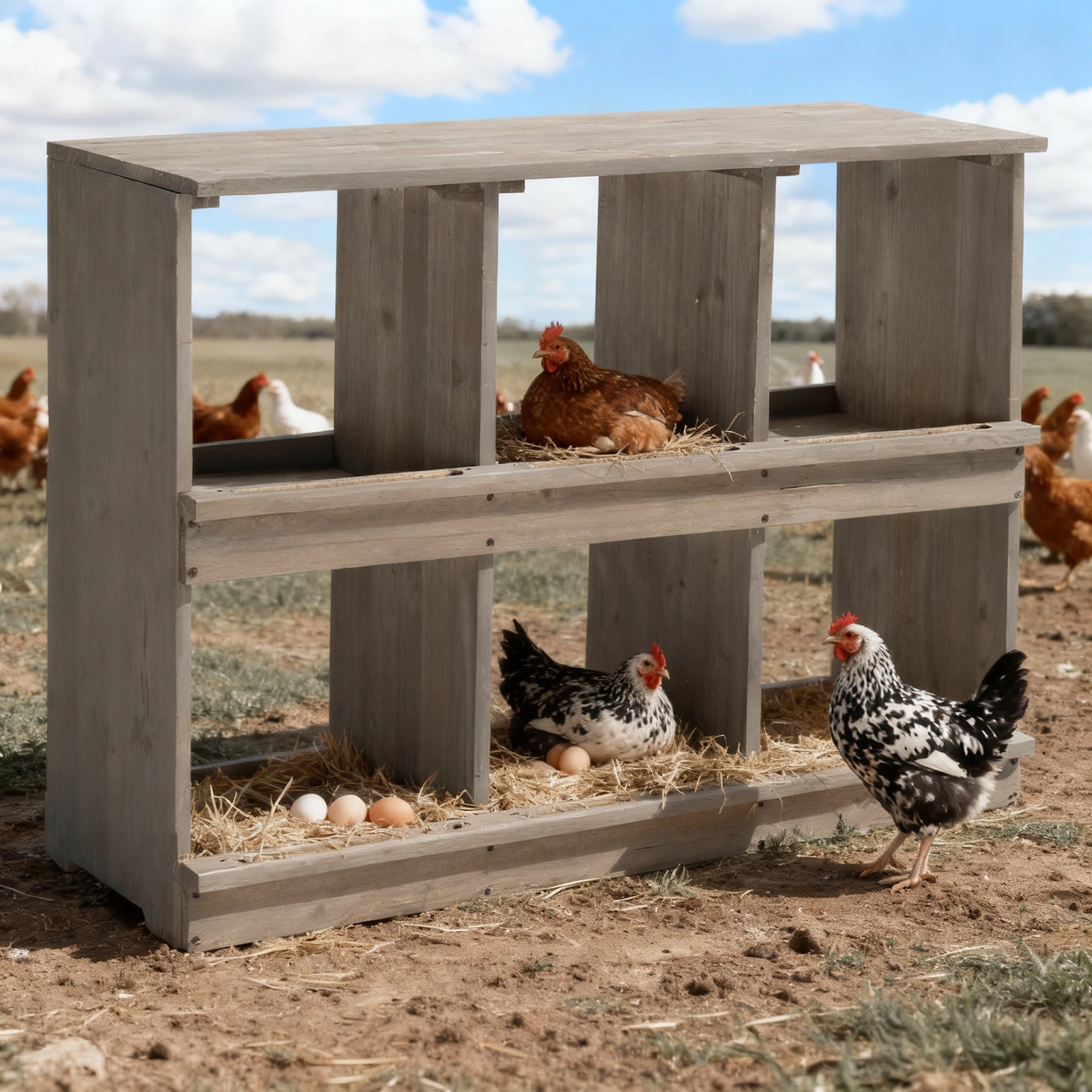 Nesting Boxes for Chickens, Wooden Chicken Nesting Box, Laying Eggs Nest Box for Chickens Hens Ducks, Gray, 6 Compartments view 6