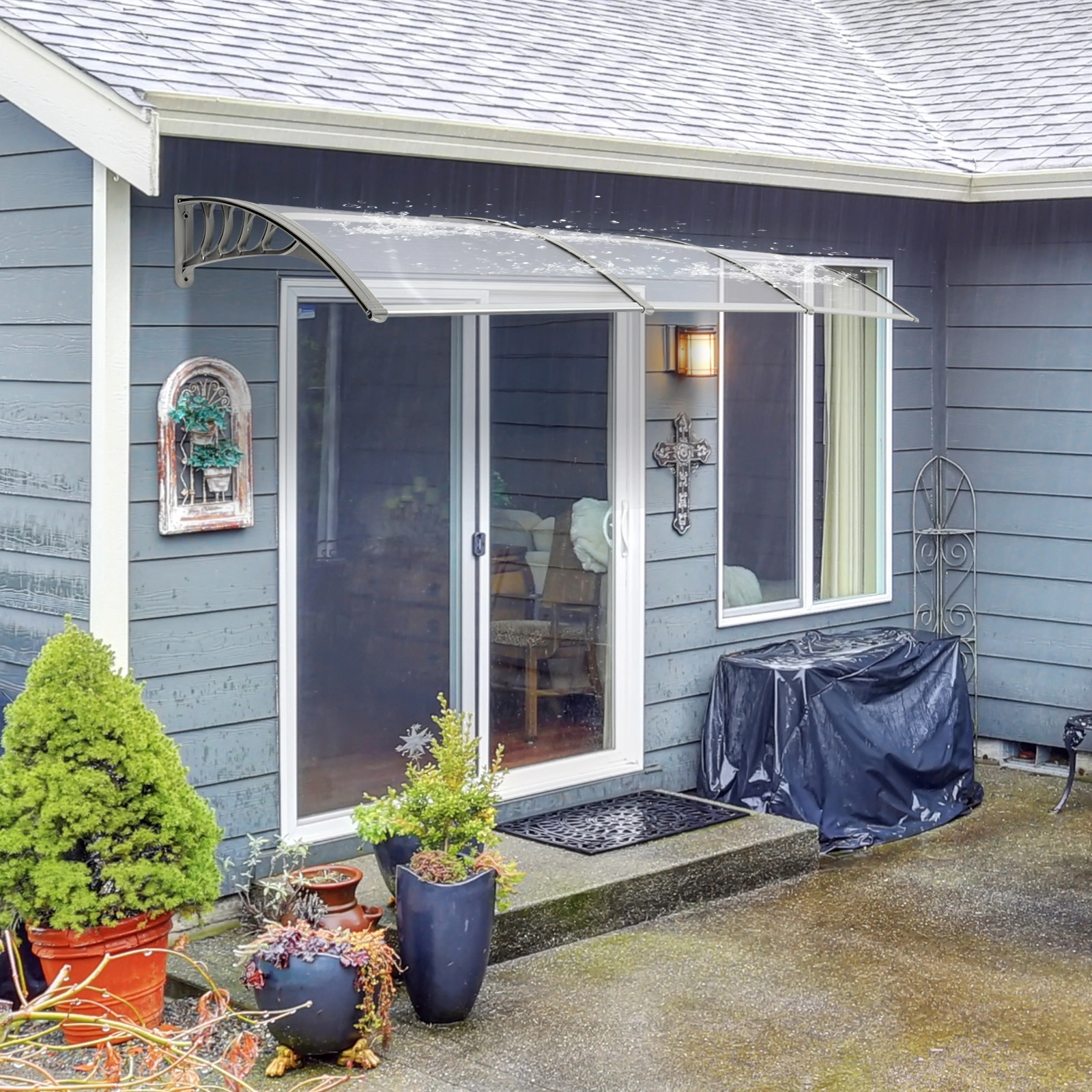 HT-300 x 100 Household Application Door & Window Rain Cover Eaves Transparent Board & Gray Holder view 29