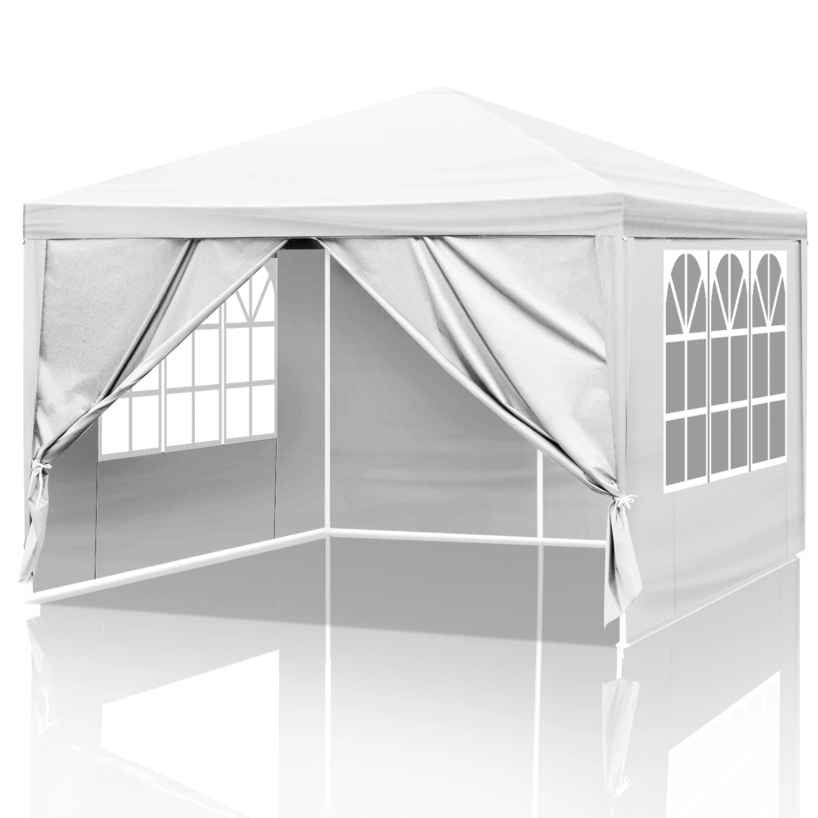 3x3m Waterproof Marquee Tent White Portable Gazebo Canopy Garden Event Party Tent with Spiral Tubes