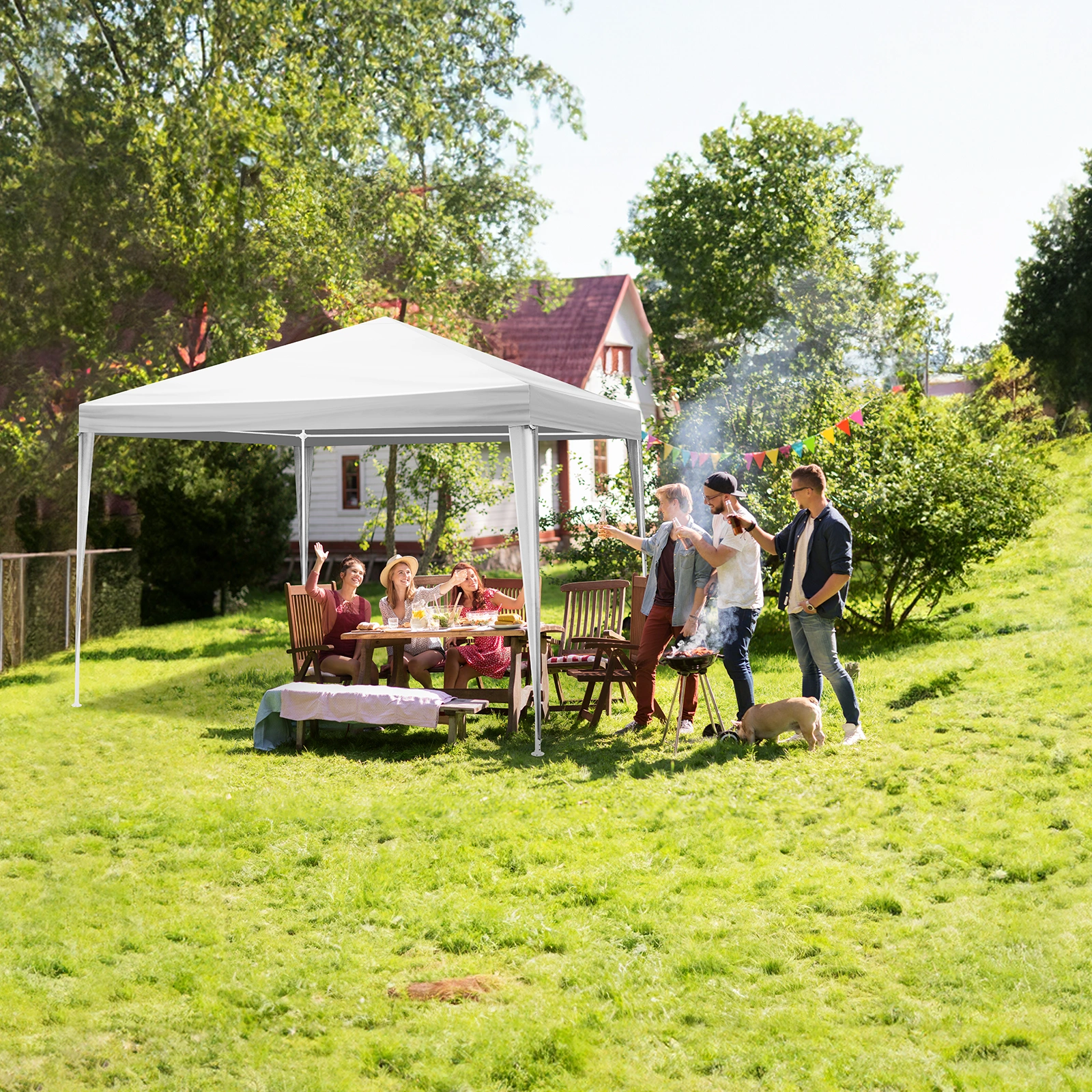 3x3m Waterproof Marquee Tent White Portable Gazebo Canopy Garden Event Party Tent with Spiral Tubes view 13