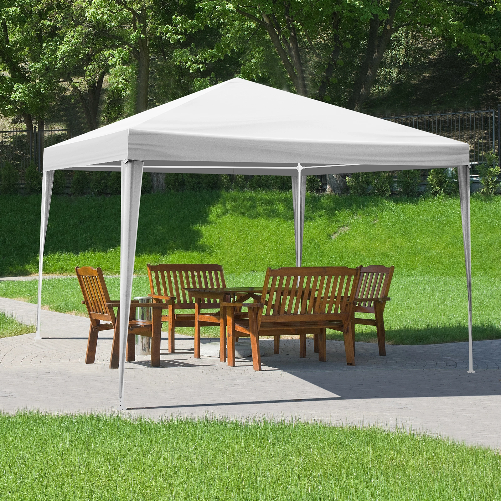 3x3m Waterproof Marquee Tent White Portable Gazebo Canopy Garden Event Party Tent with Spiral Tubes view 14