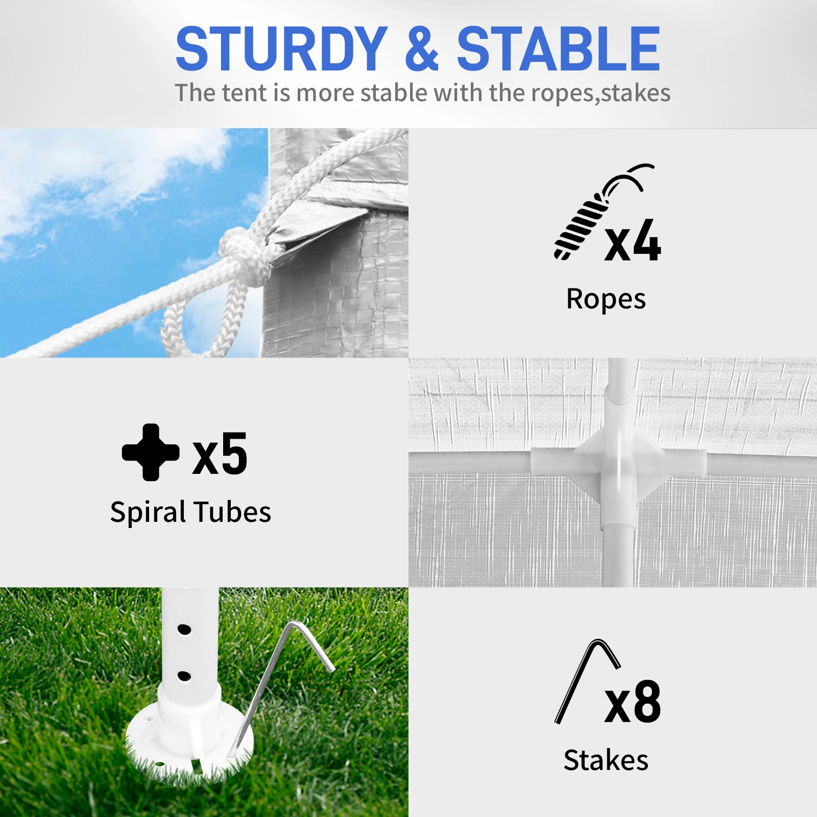 3x3m Waterproof Marquee Tent White Portable Gazebo Canopy Garden Event Party Tent with Spiral Tubes view 4