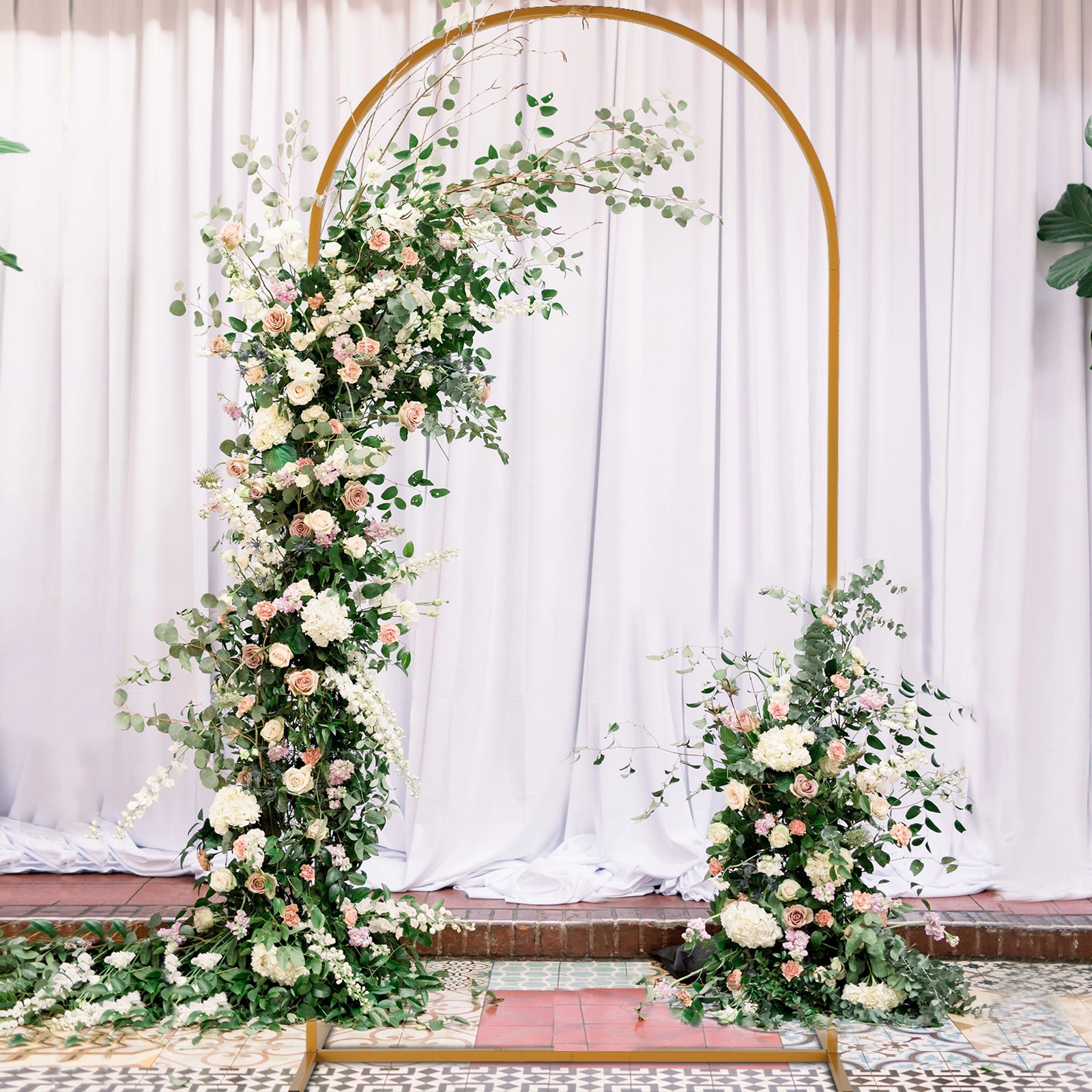 100*200cm For Wedding, Iron, Arc Roof, Door Frame Shape, Water Bag With Floor Nails, Iron Arch, Golden Yellow view 13