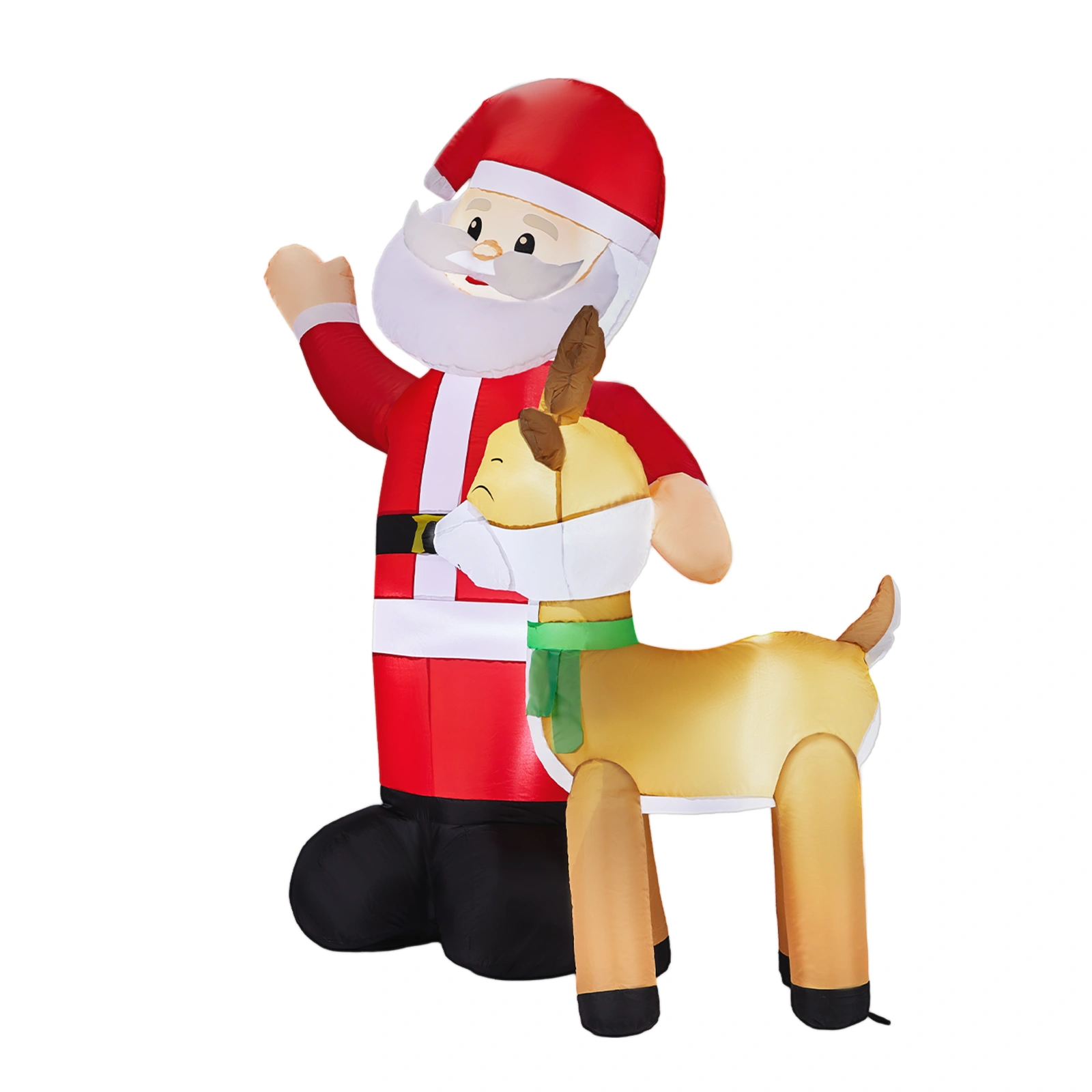 6.3FT Lighted Christmas Inflatable - Santa & Reindeer Blow Up Yard Decor with Built-in LED Lights, Holiday Party Lawn Garden Decoration view 4