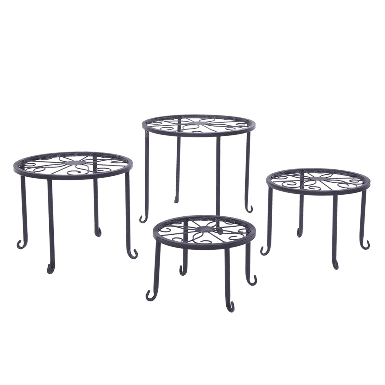 4 Plant Shelves with 4-1 Round Pattern in Black Baking Paint (Yh-Cj009) view 3