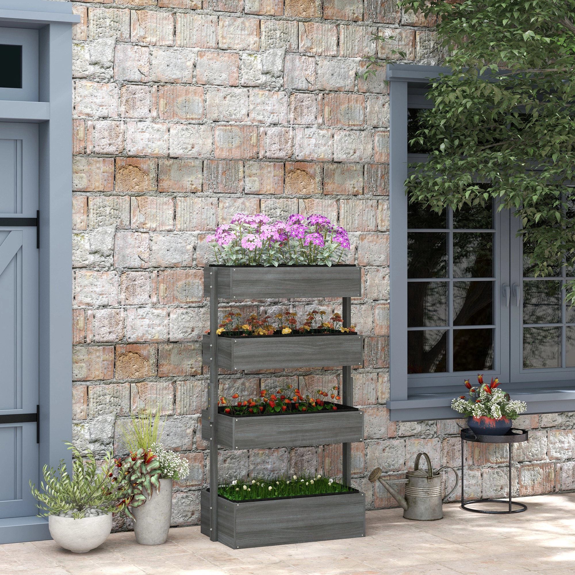 Galvanized Garden Bed Metal Planter Box, Large Raised Flower Bed for Vegetables Herbs Outdoor Yard Landscaping Decor
