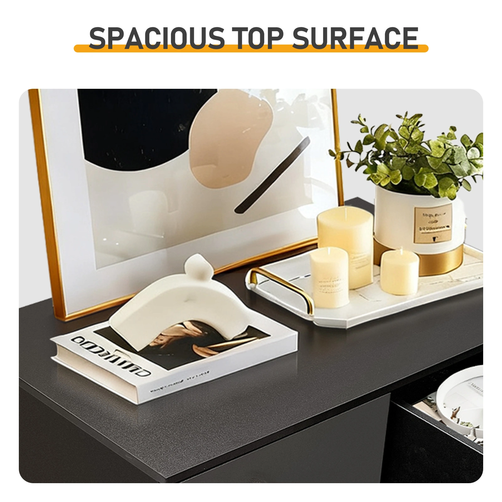 Black matte finish particleboard with melamine veneer, 66*40*131cm, 5+2 drawer cabinet, matte gold handles view 5